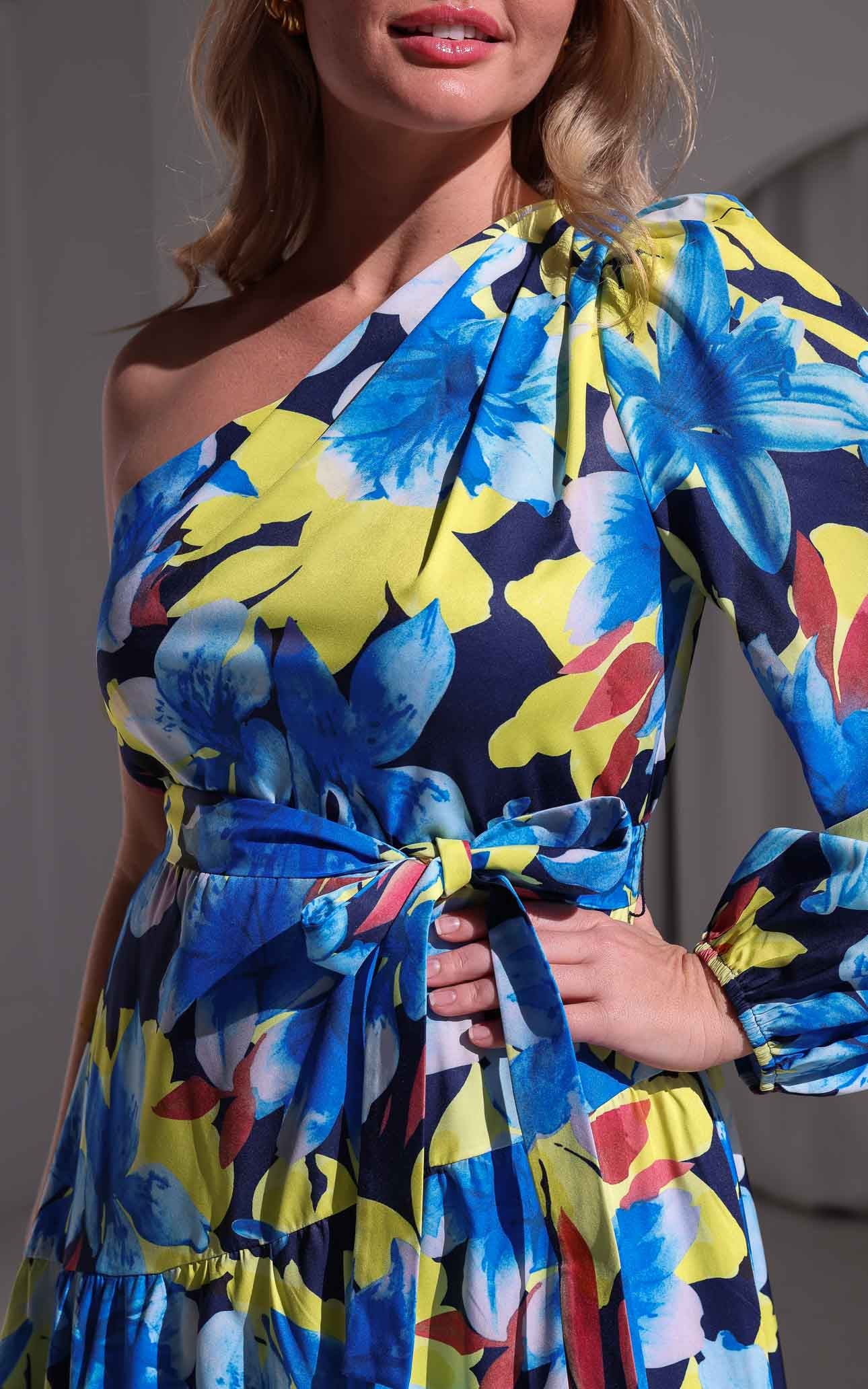 Denver Long Sleeve Maxi Dress - Blue Green Floral