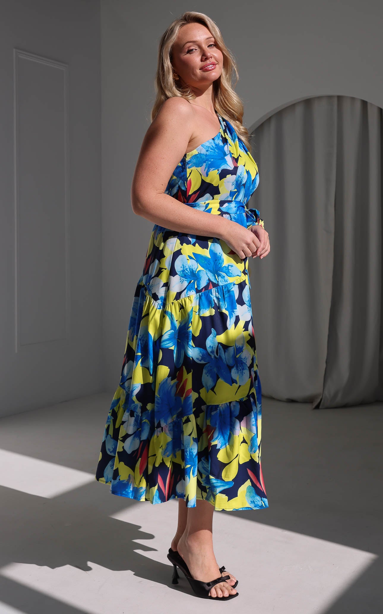 Denver Long Sleeve Maxi Dress - Blue Green Floral