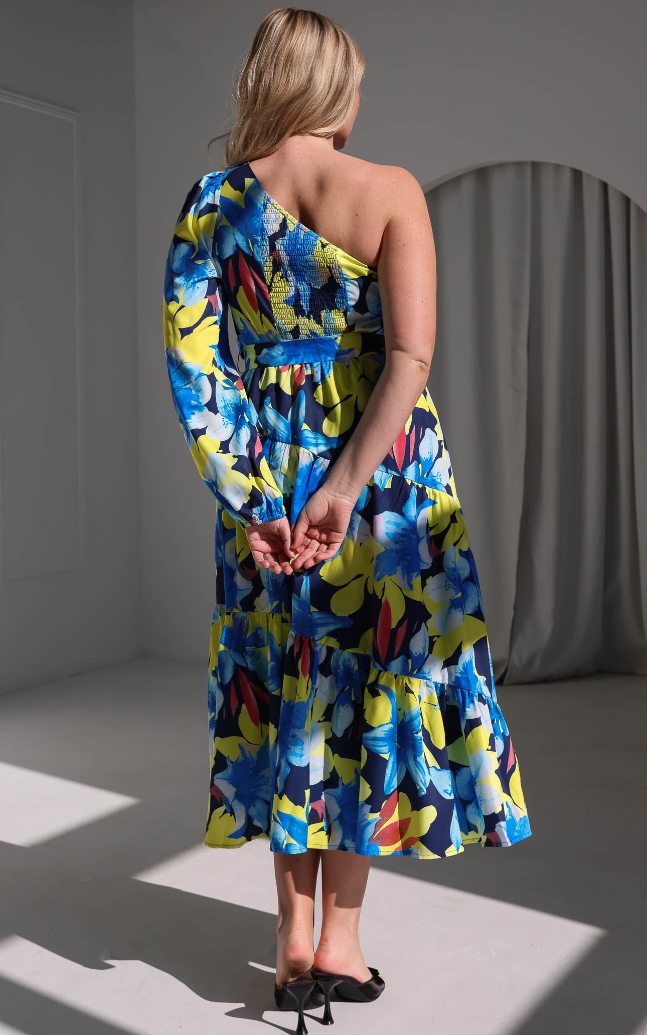 Denver Long Sleeve Maxi Dress - Blue Green Floral