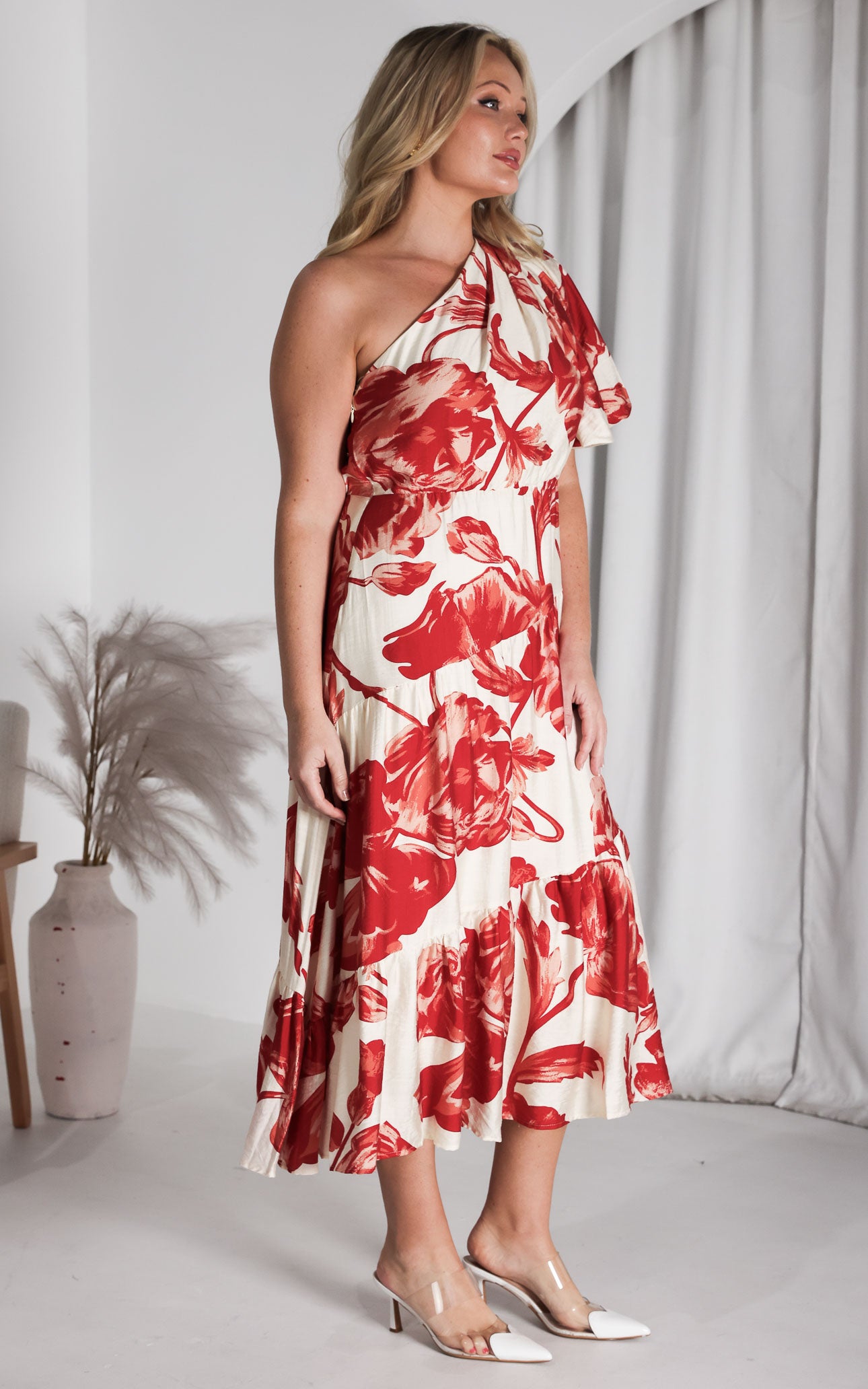 Denver Maxi Dress - Beige Red Floral