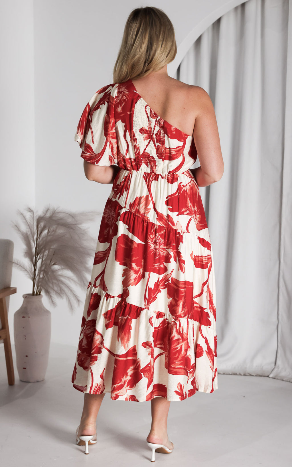 Denver Maxi Dress - Beige Red Floral