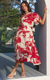 Denver Maxi Dress - Beige Red Floral