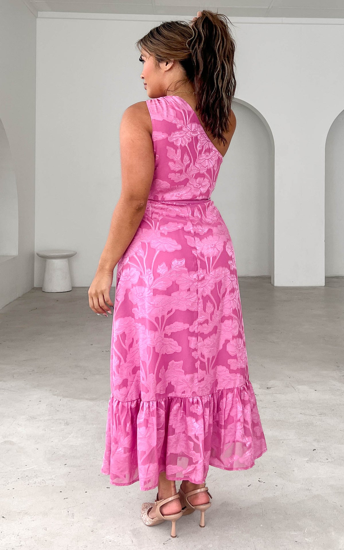 Devina Maxi Dress - Pink Floral Texture