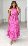 Devina Maxi Dress - Pink Floral Texture