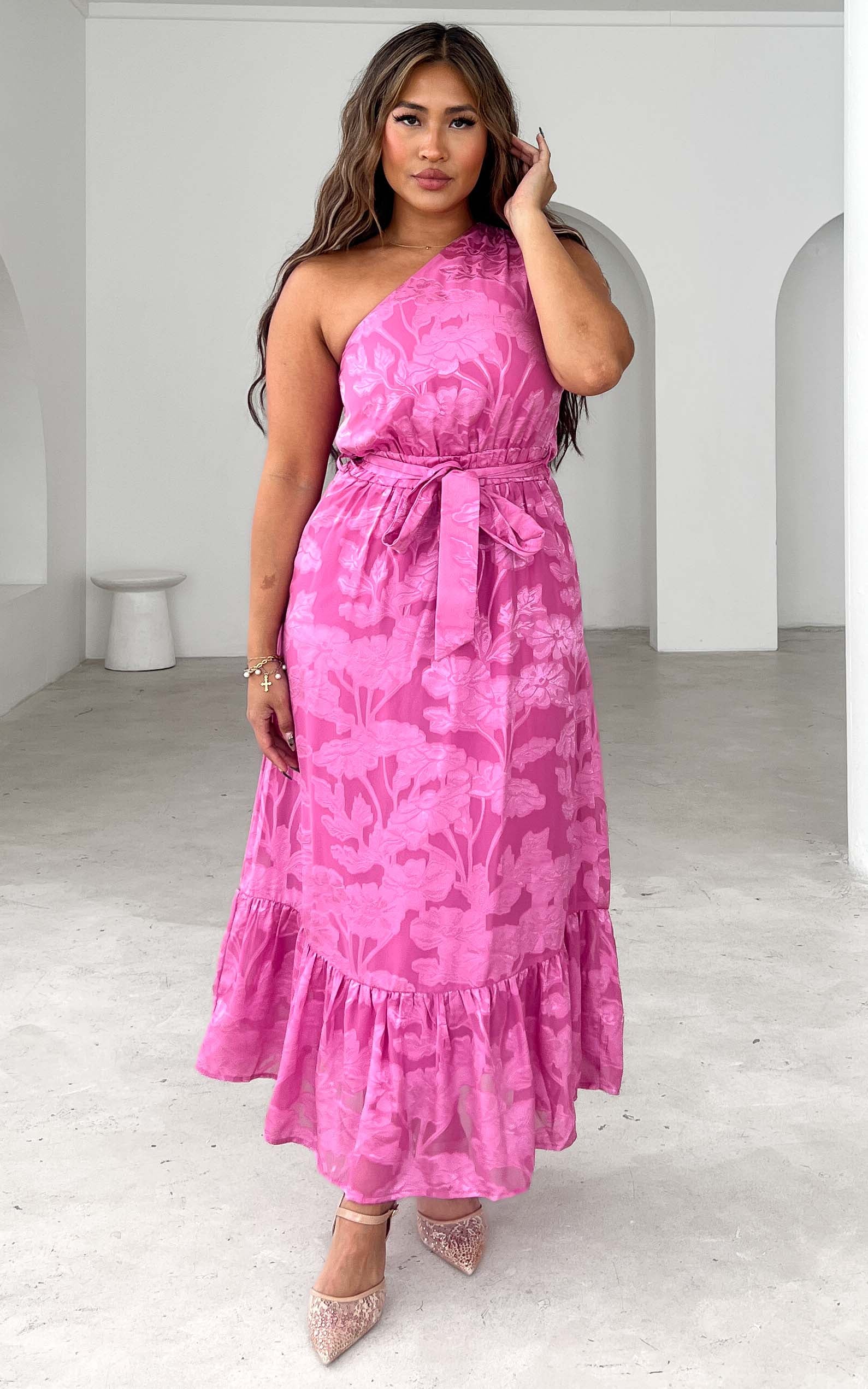 Devina Maxi Dress - Pink Floral Texture
