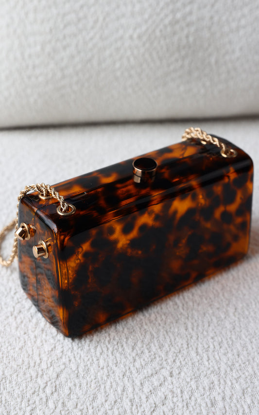 Dezie Shoulder Clutch Bag - Brown Tortoiseshell