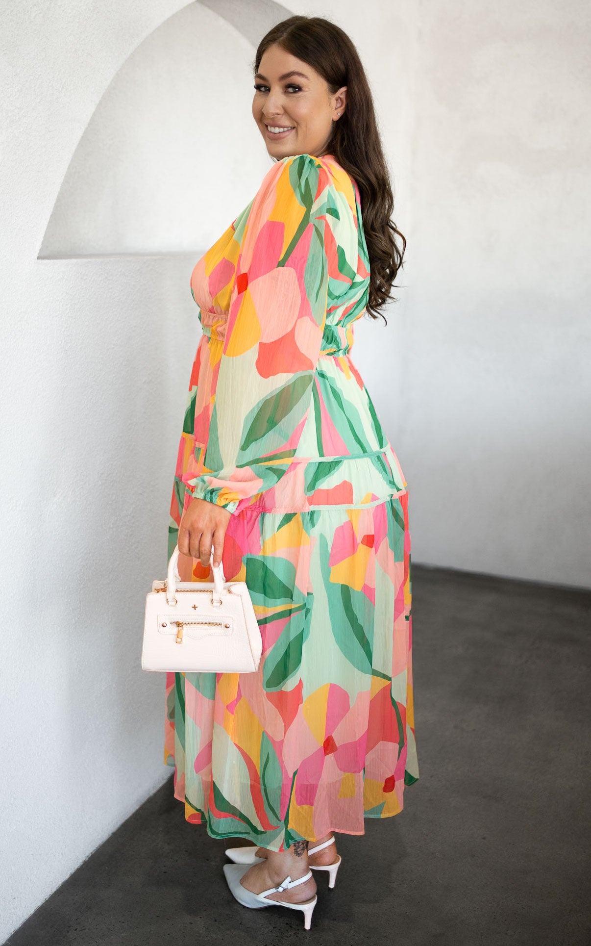 Diana Maxi Dress - Green Pink Multi Print