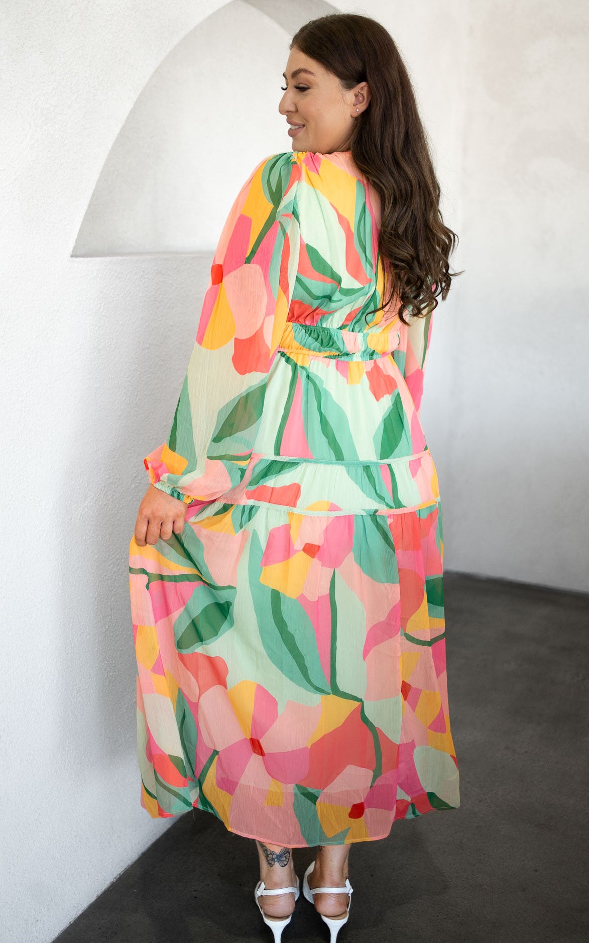 Diana Maxi Dress - Green Pink Multi Print