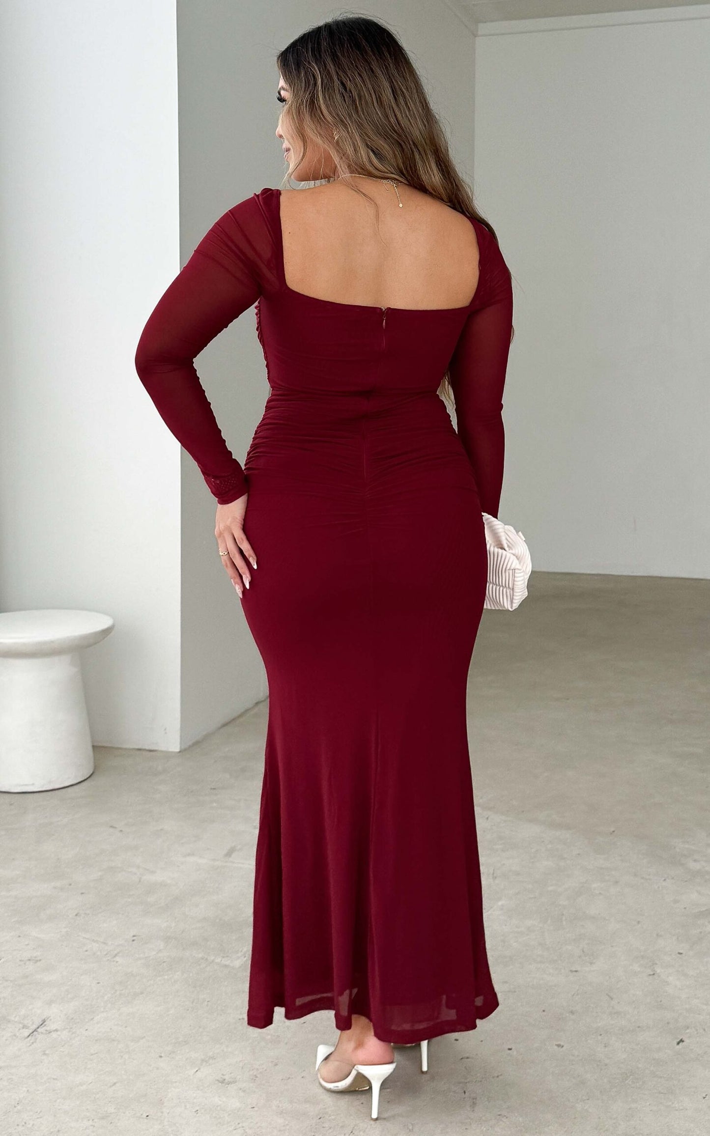 Dita Mesh Maxi Dress - Wine