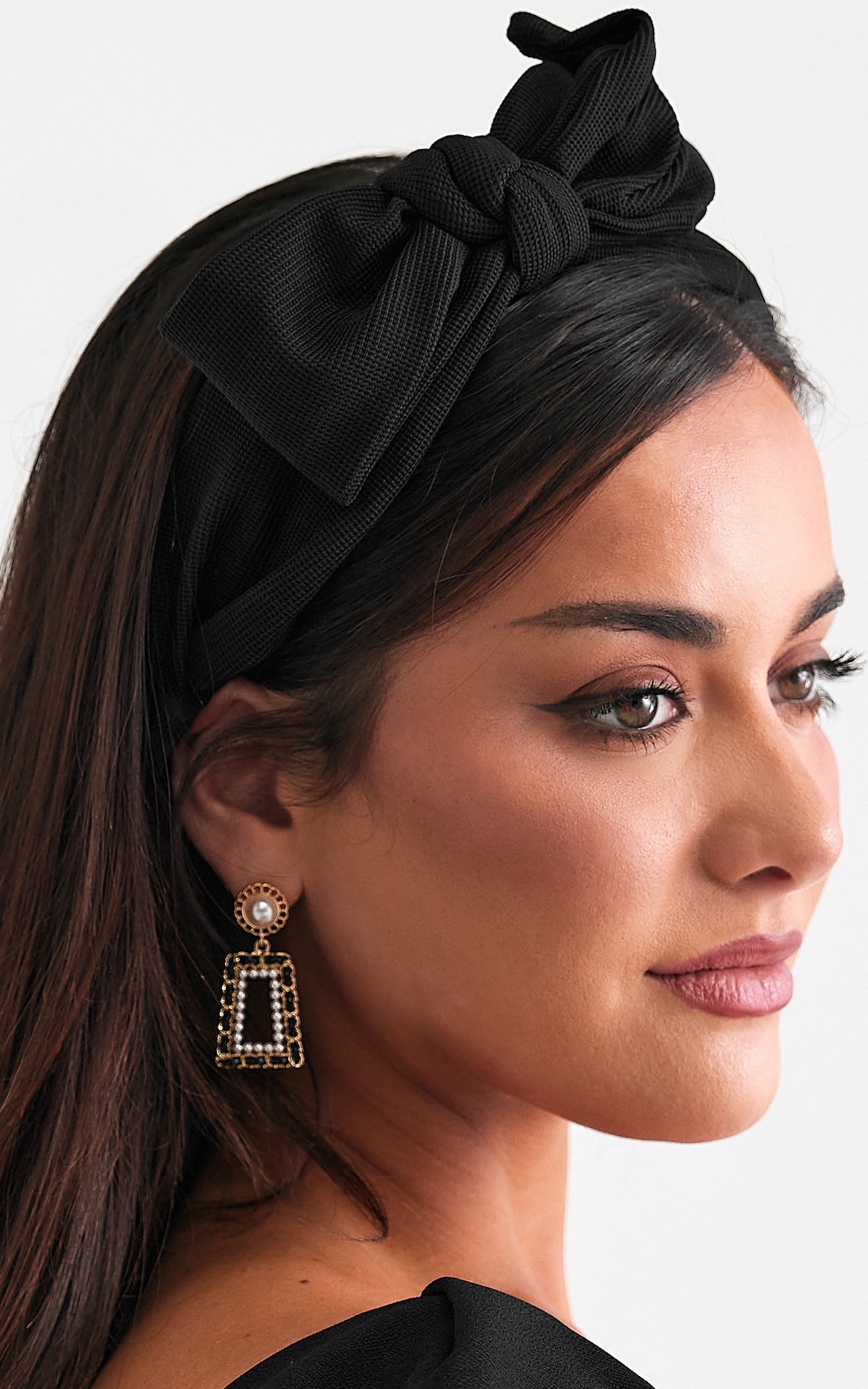 Dixie Bow Knot Wide Headband - Black Texture