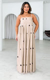 Marie Maxi Dress - Beige Spots