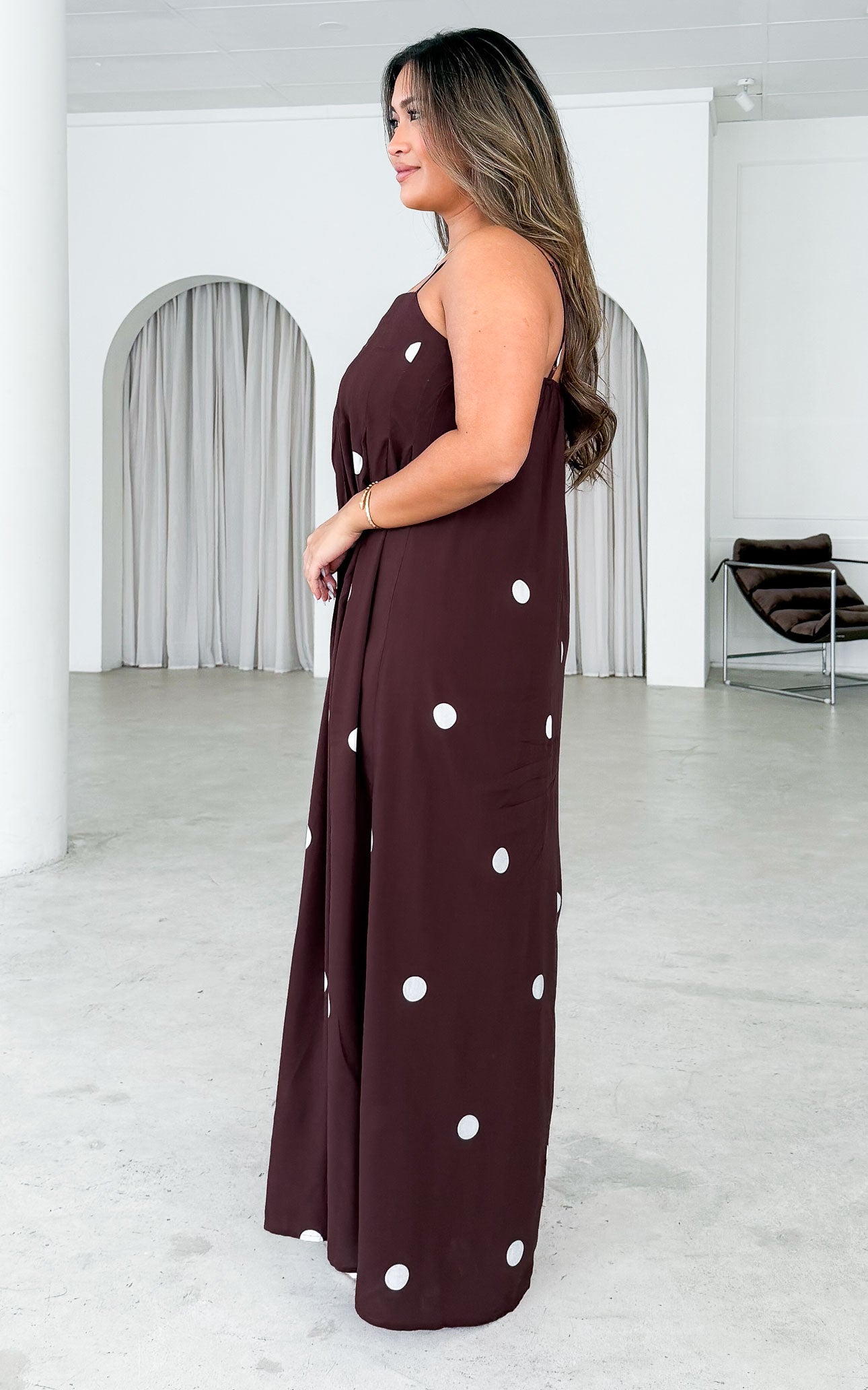 Marie Maxi Dress - Chocolate Brown Spots