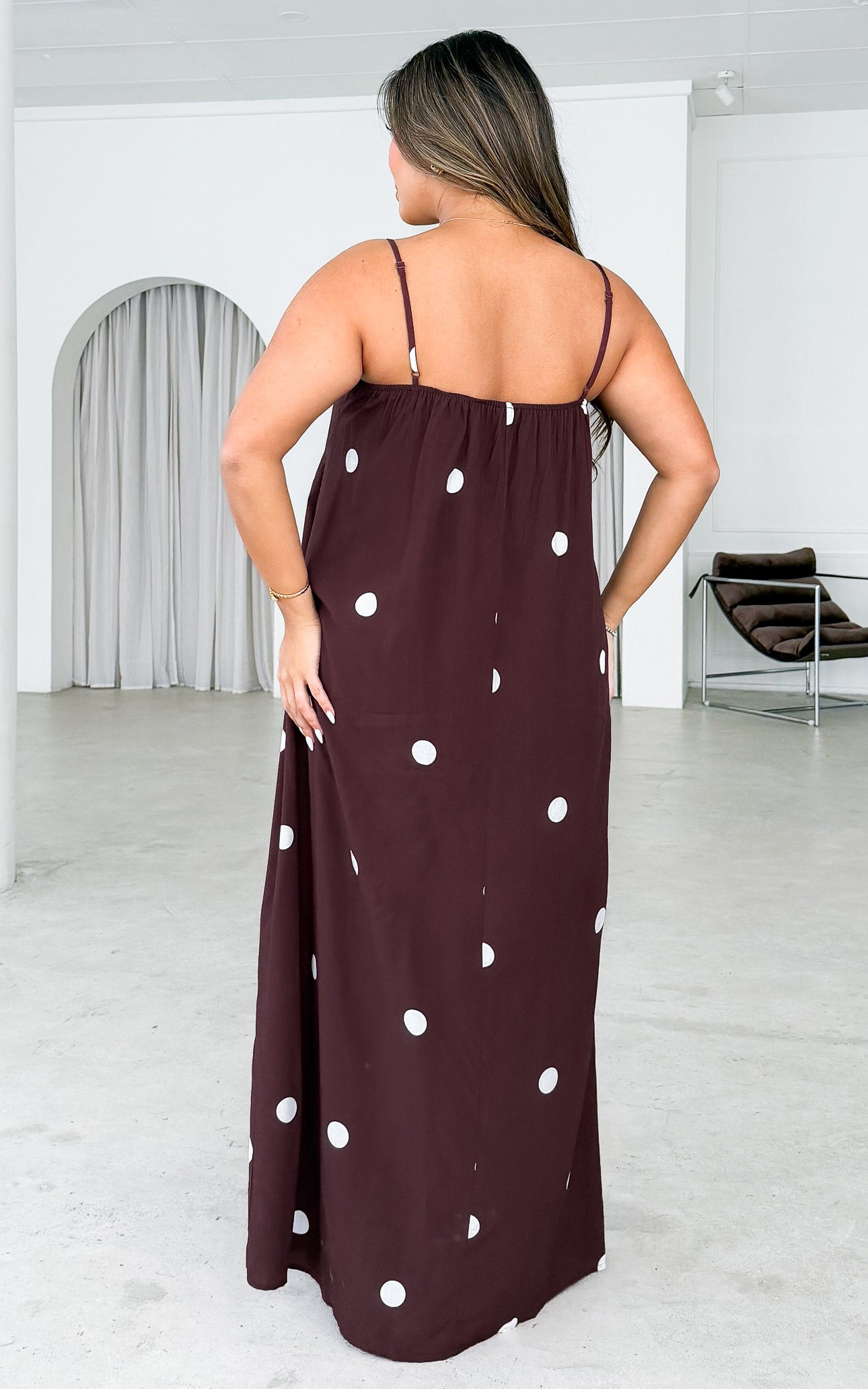 Marie Maxi Dress - Chocolate Brown Spots