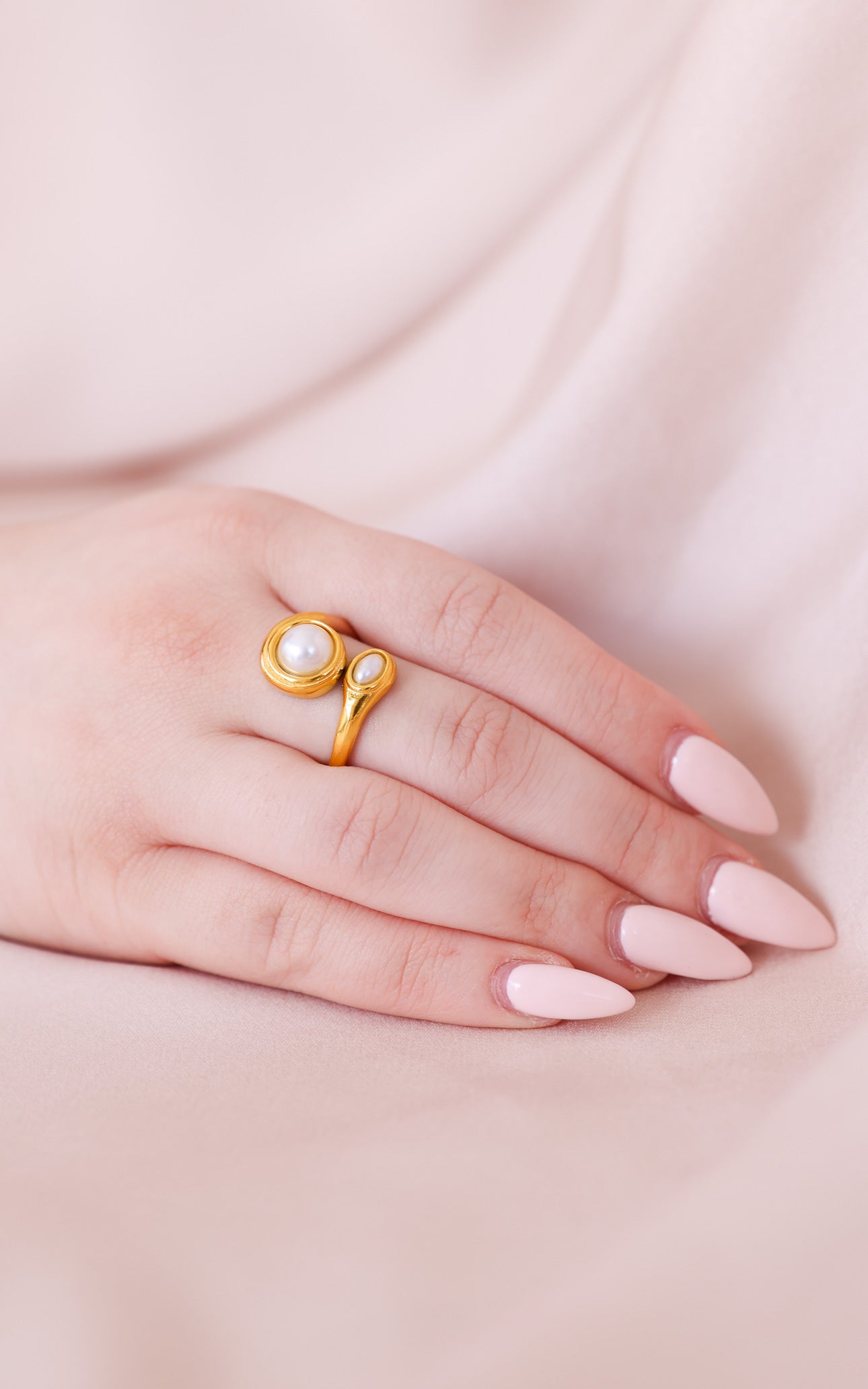 Donte Ring - Gold Double Pearl