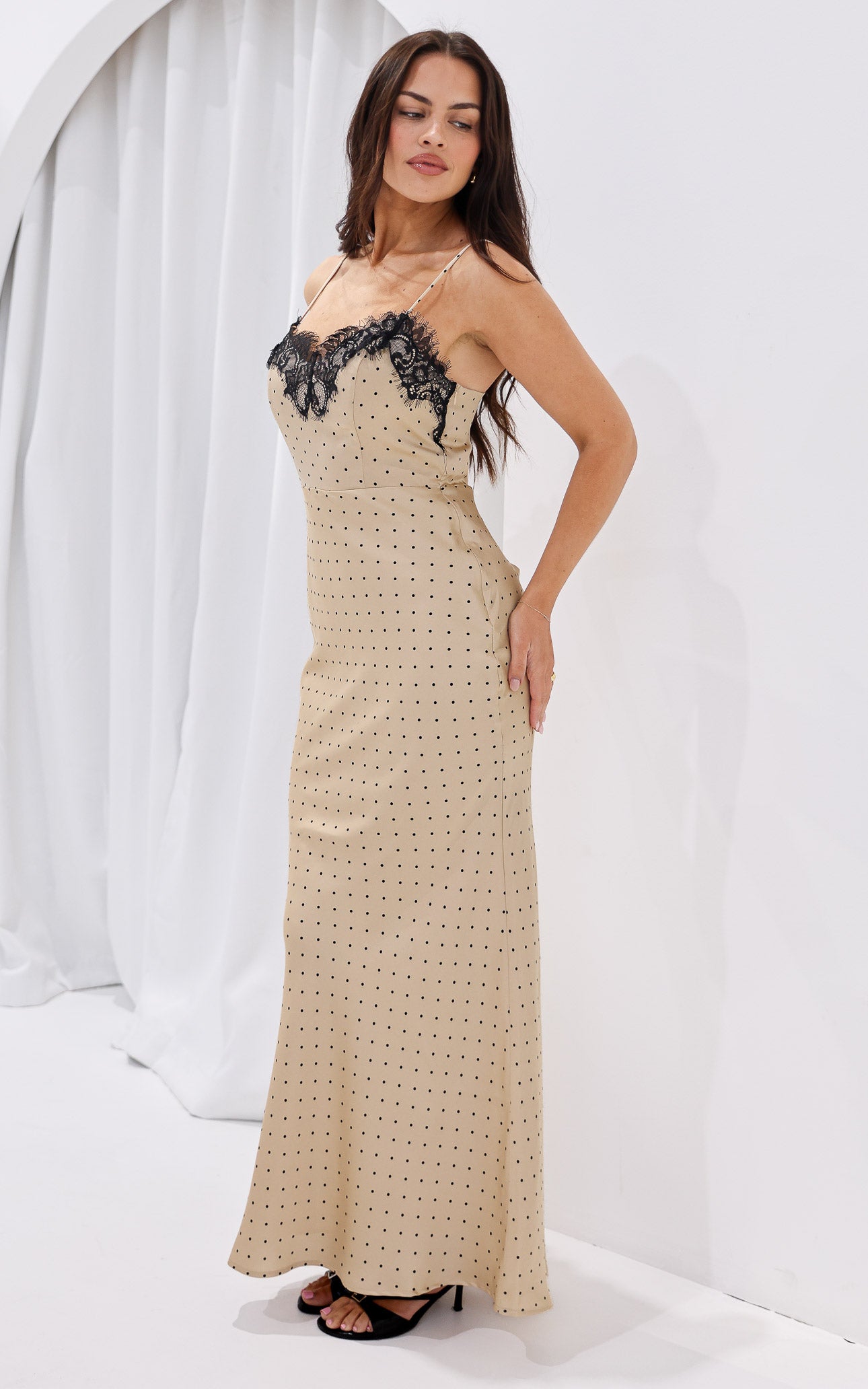 Daniella Maxi Dress - Champagne Polka Dot
