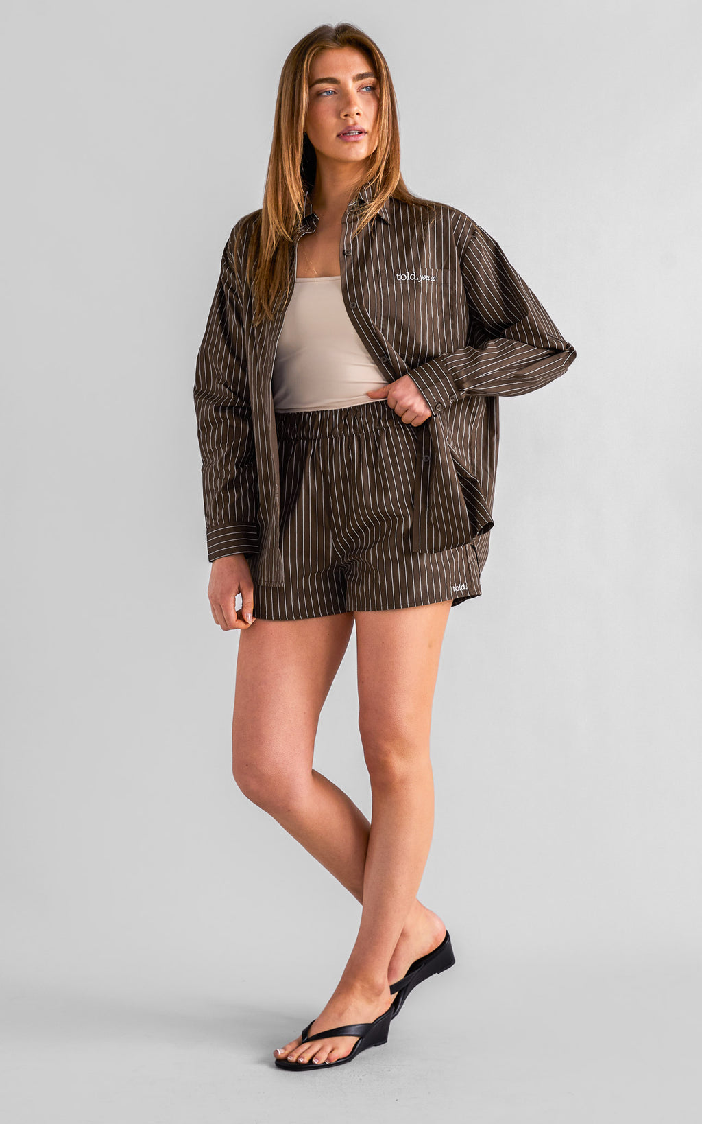 Deezu Shorts - Chocolate Brown Stripes
