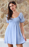Dorothy Mini Dress - Blue Gingham Crinkle