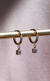 Ebbe Dainty Hoop Charm Earrings - Gold Diamante