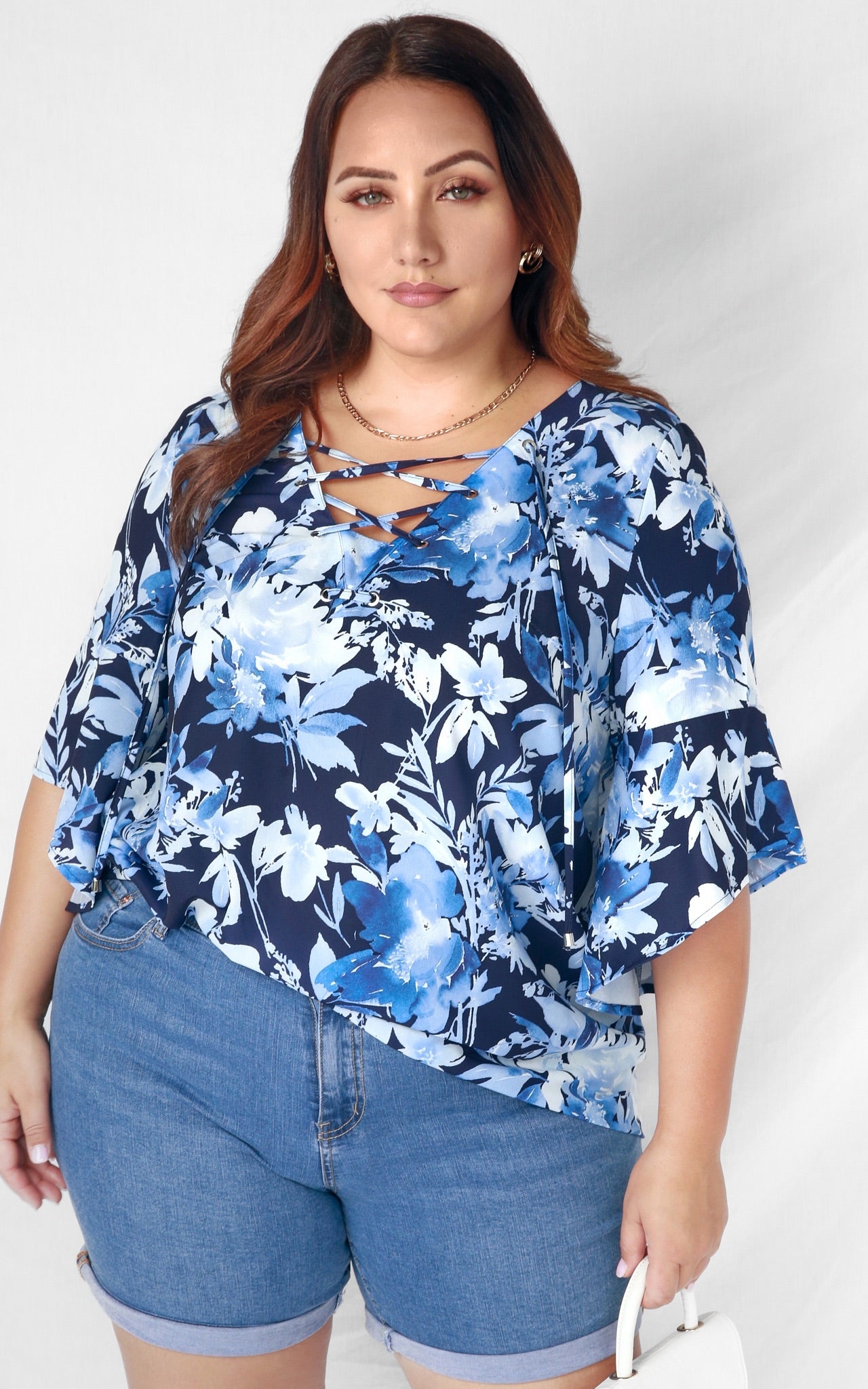 Elaine Top - Navy Blue Floral