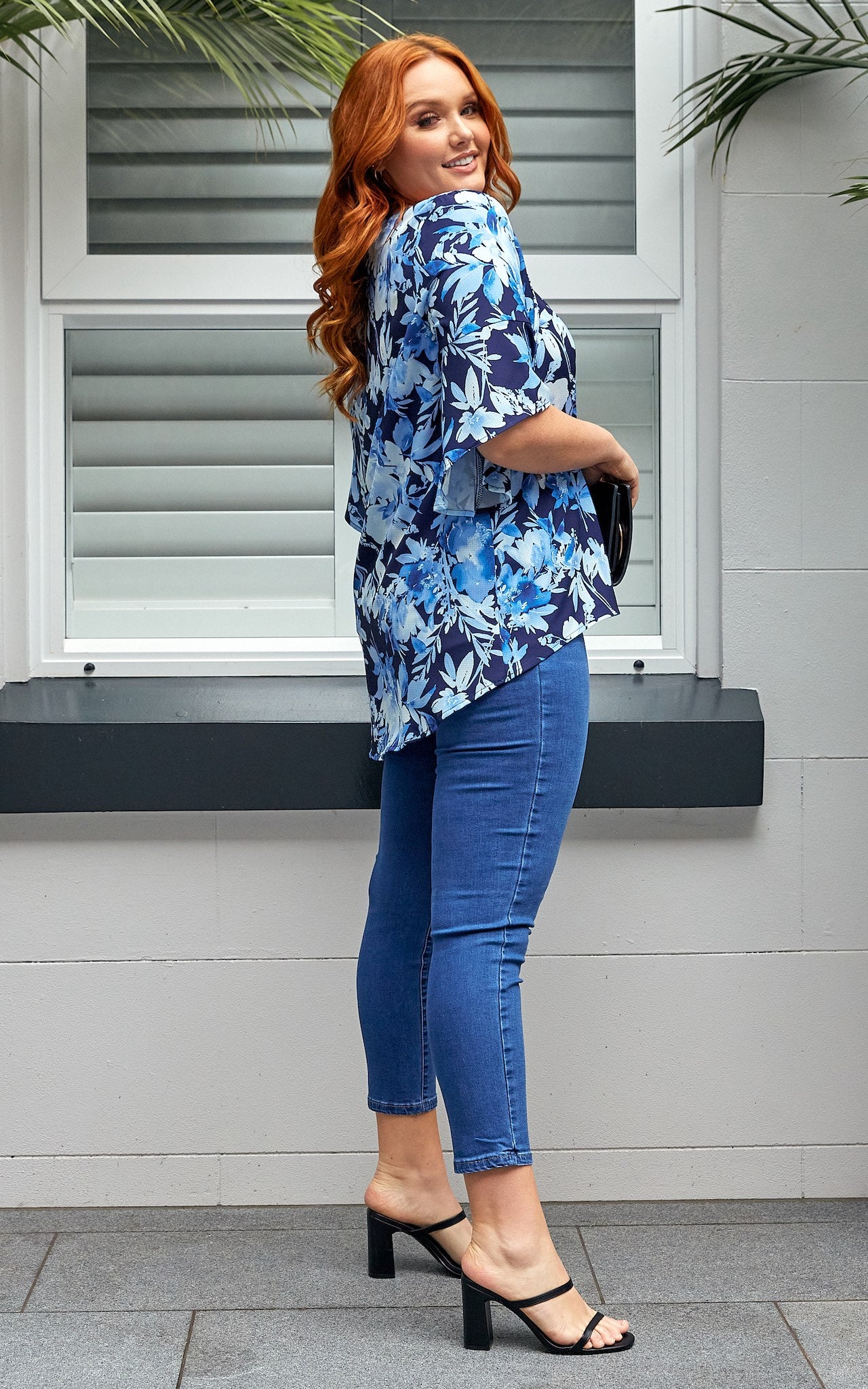 Elaine Top - Navy Blue Floral