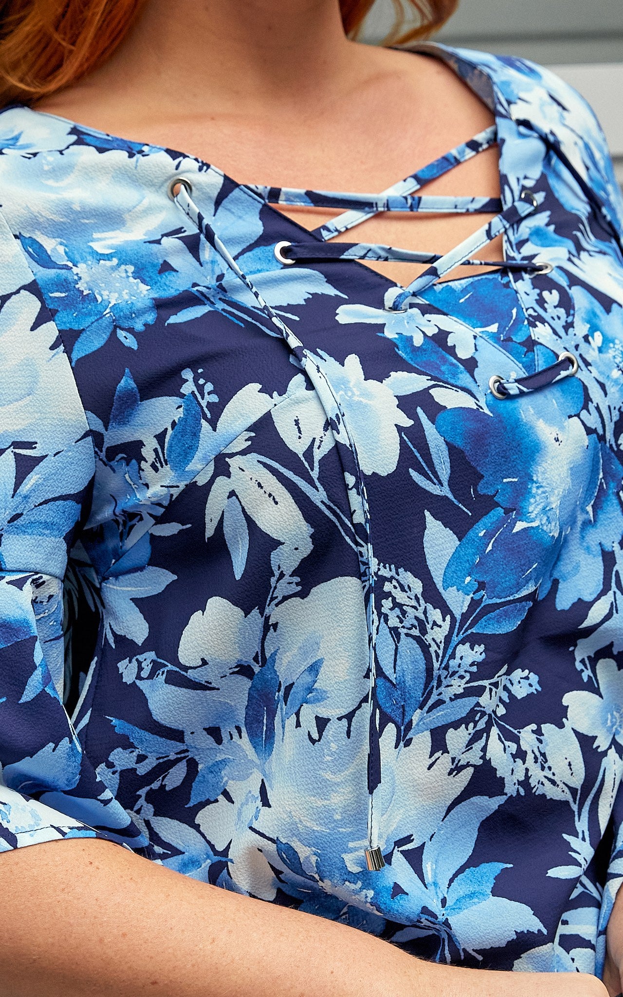 Elaine Top - Navy Blue Floral