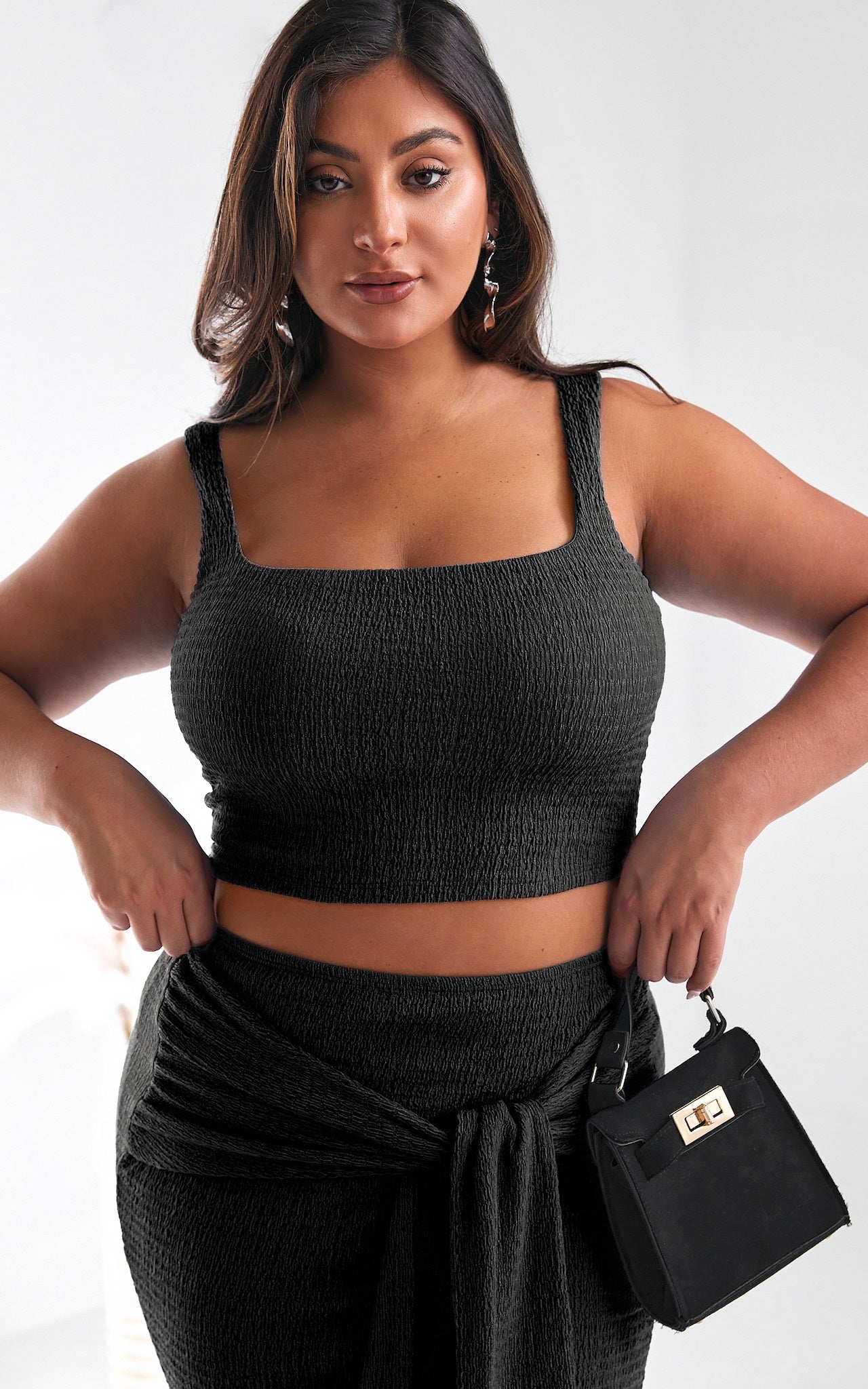 Elfea Crop Top - Black Texture