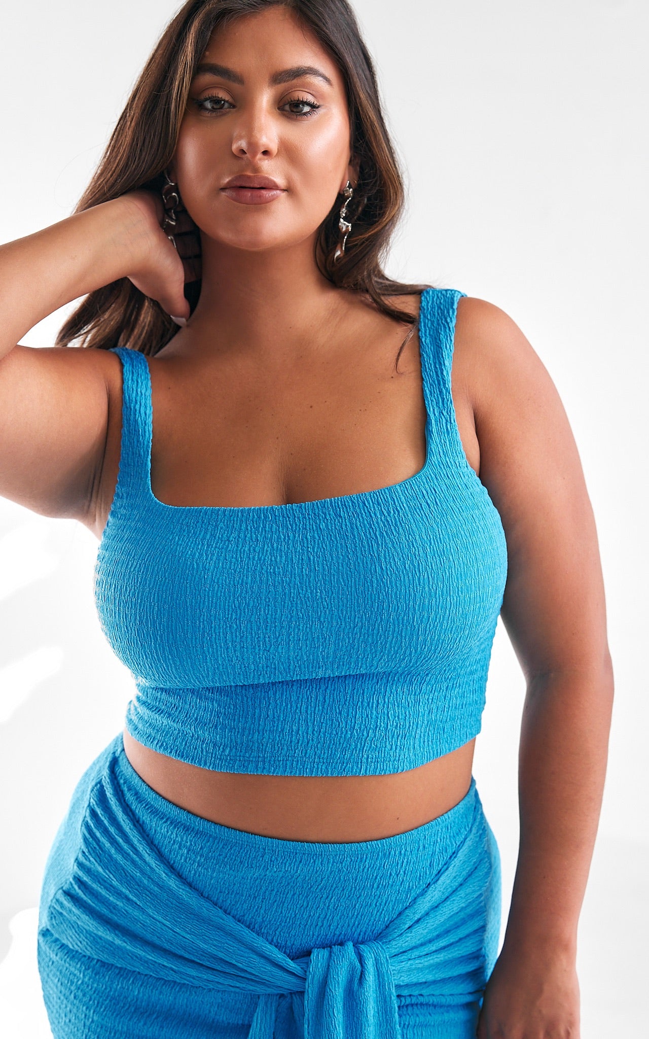 Elfea Crop Top - Malibu Blue Texture