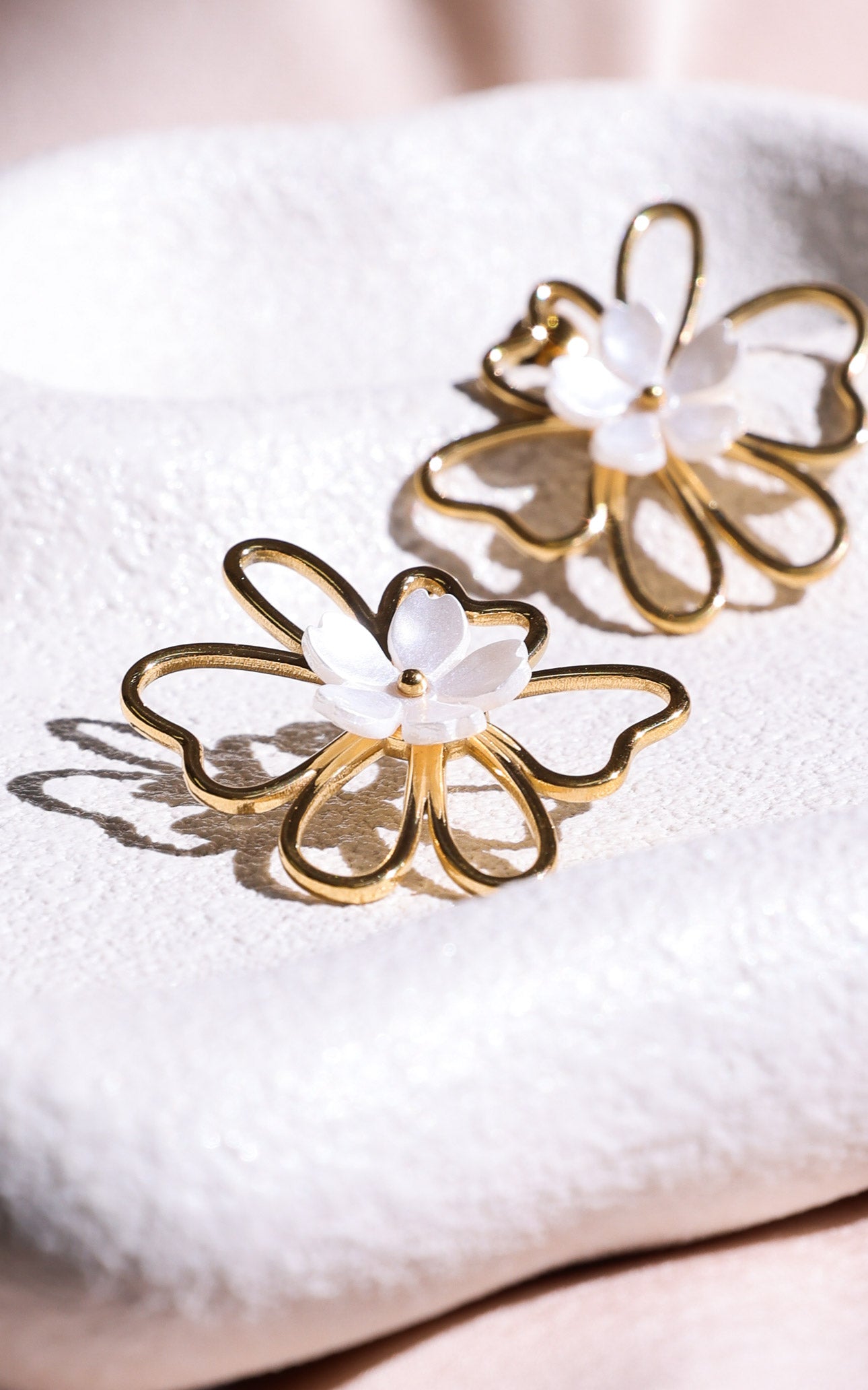 Ellea Stud Earrings - Gold Double Flower