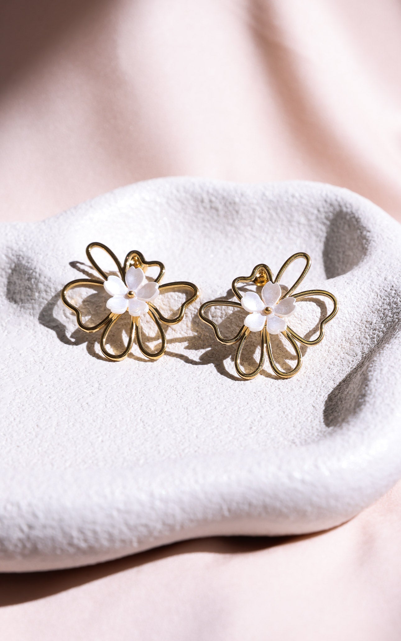 Ellea Stud Earrings - Gold Double Flower