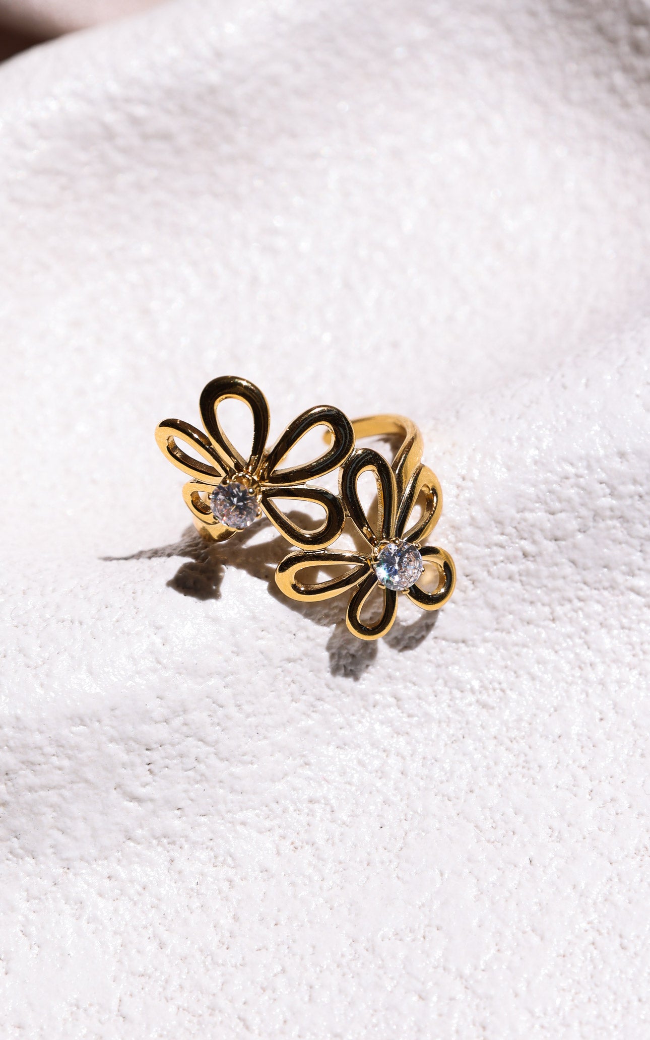 Elliana Ring - Gold Double Flower Diamante