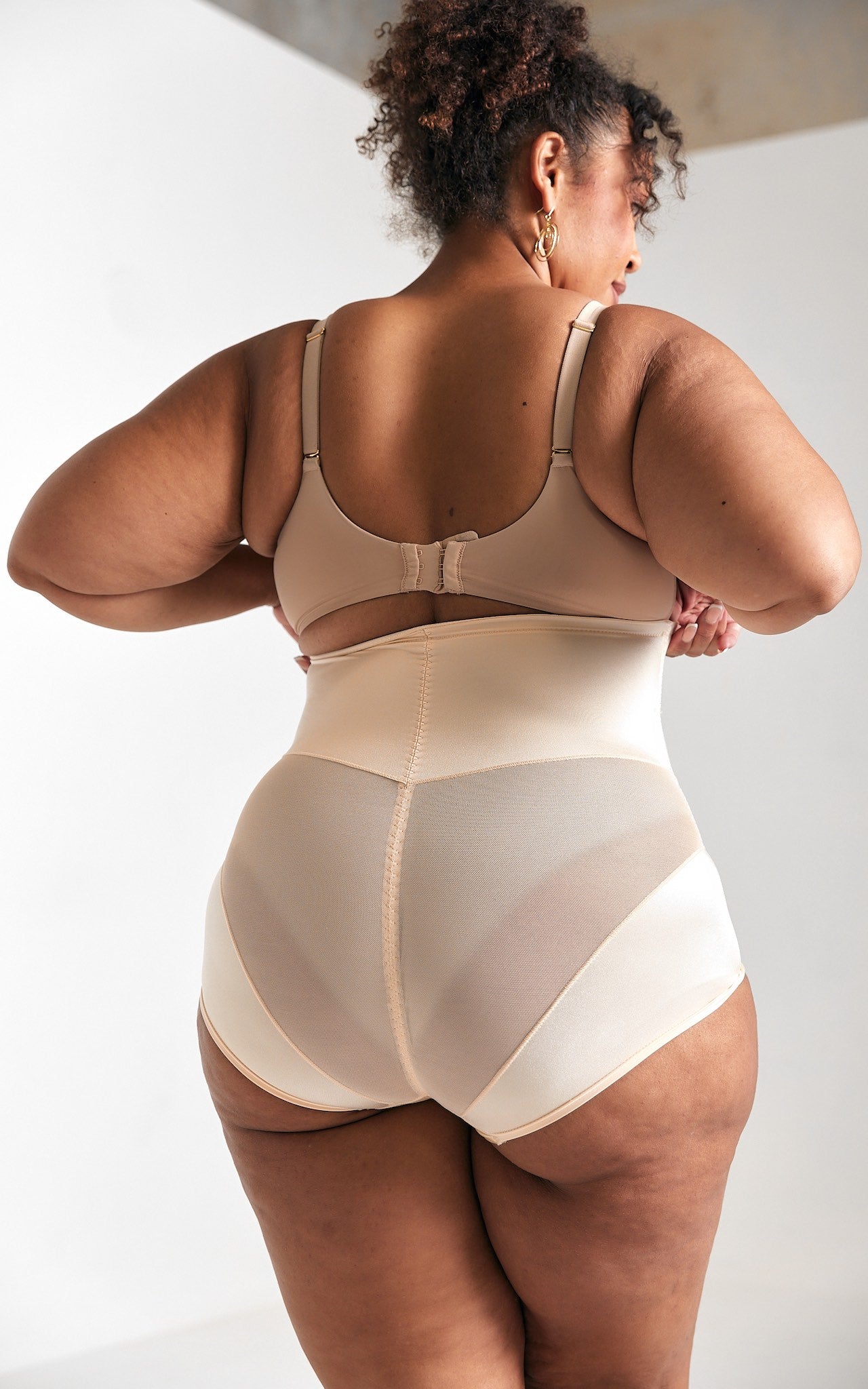 Ellie High Waisted Zipper Open Front Closure Shapewear Briefs - Nude