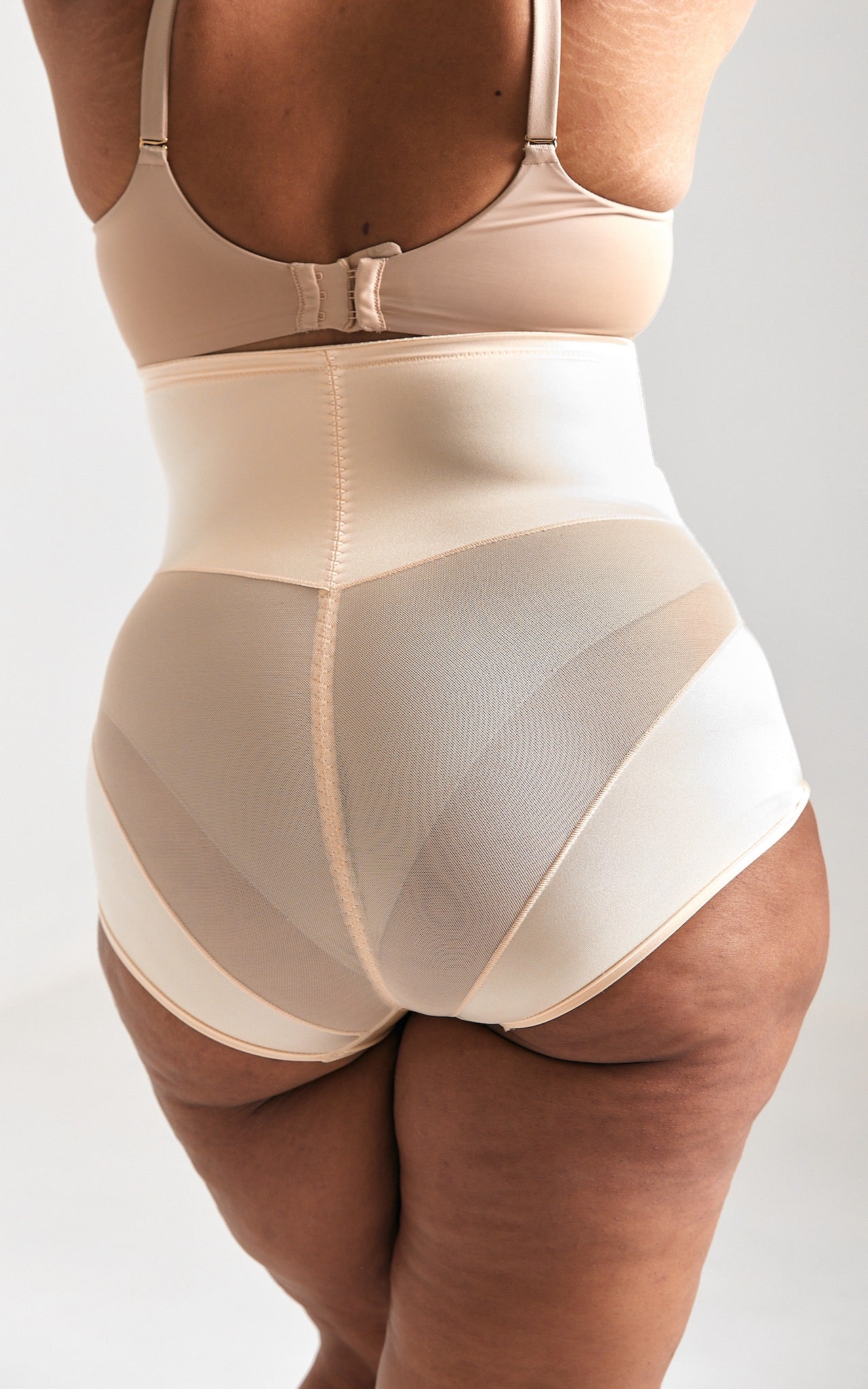 Ellie High Waisted Zipper Open Front Closure Shapewear Briefs - Nude