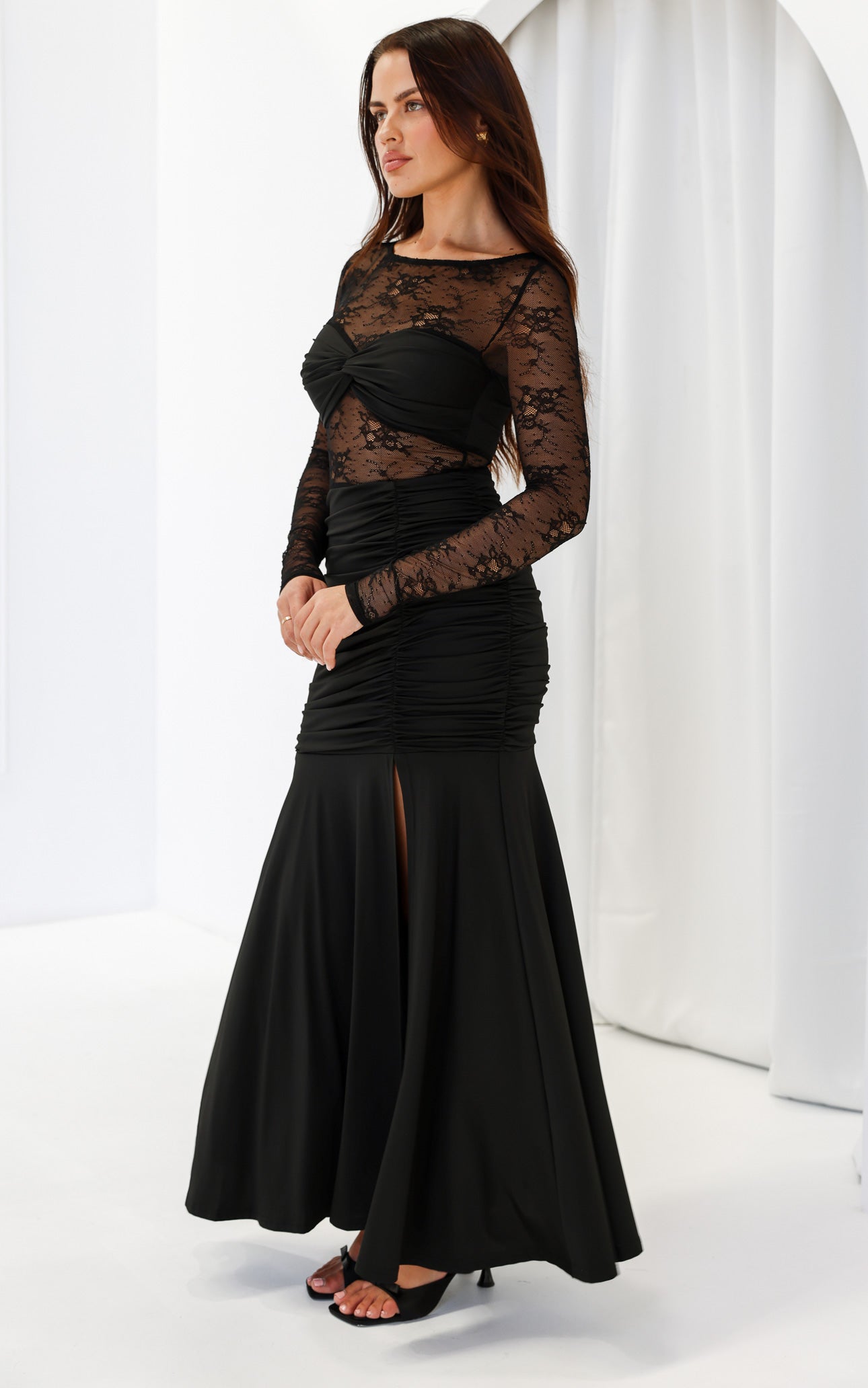 Eloquence Lace Maxi Dress - Black