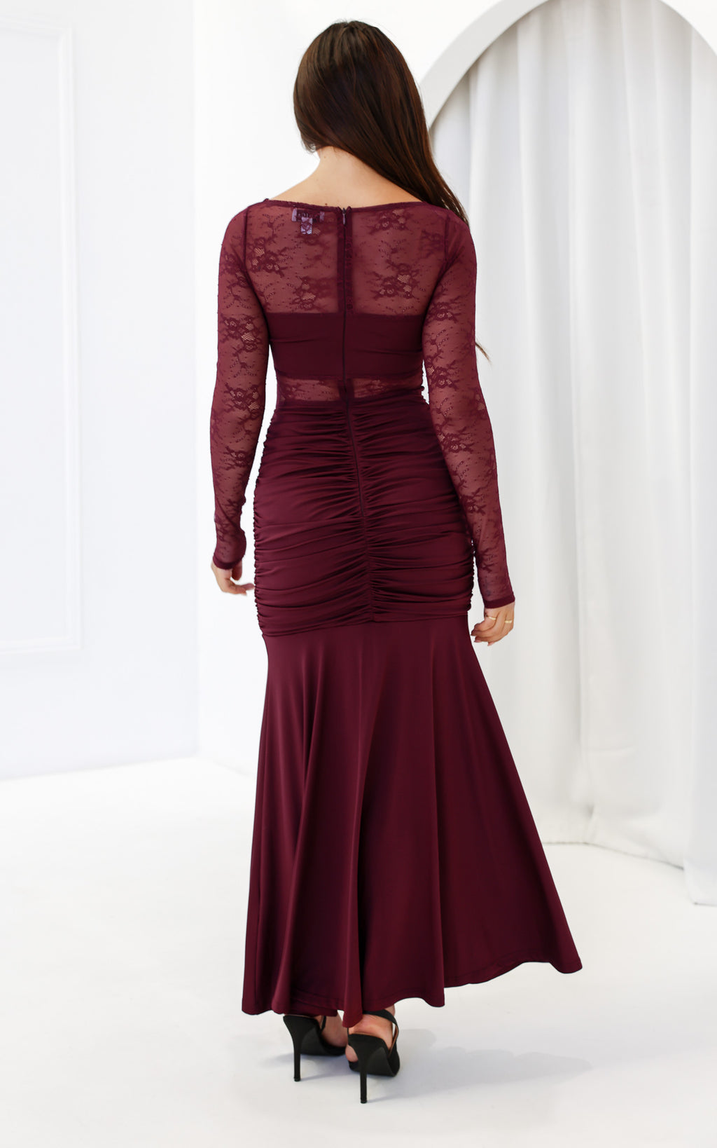 Eloquence Lace Maxi Dress - Wine