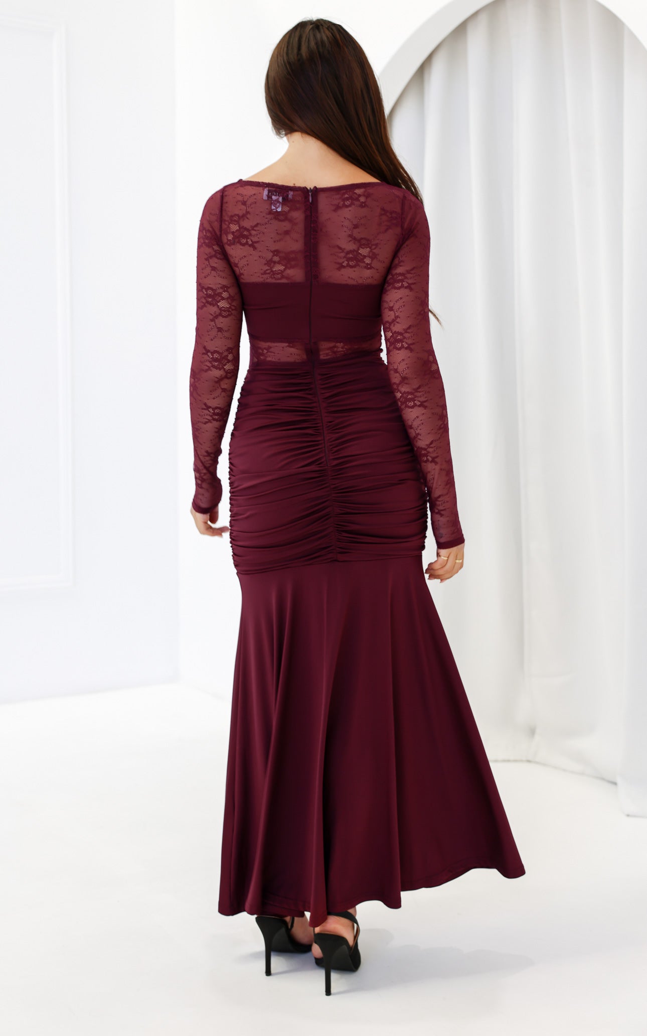 Eloquence Lace Maxi Dress - Wine