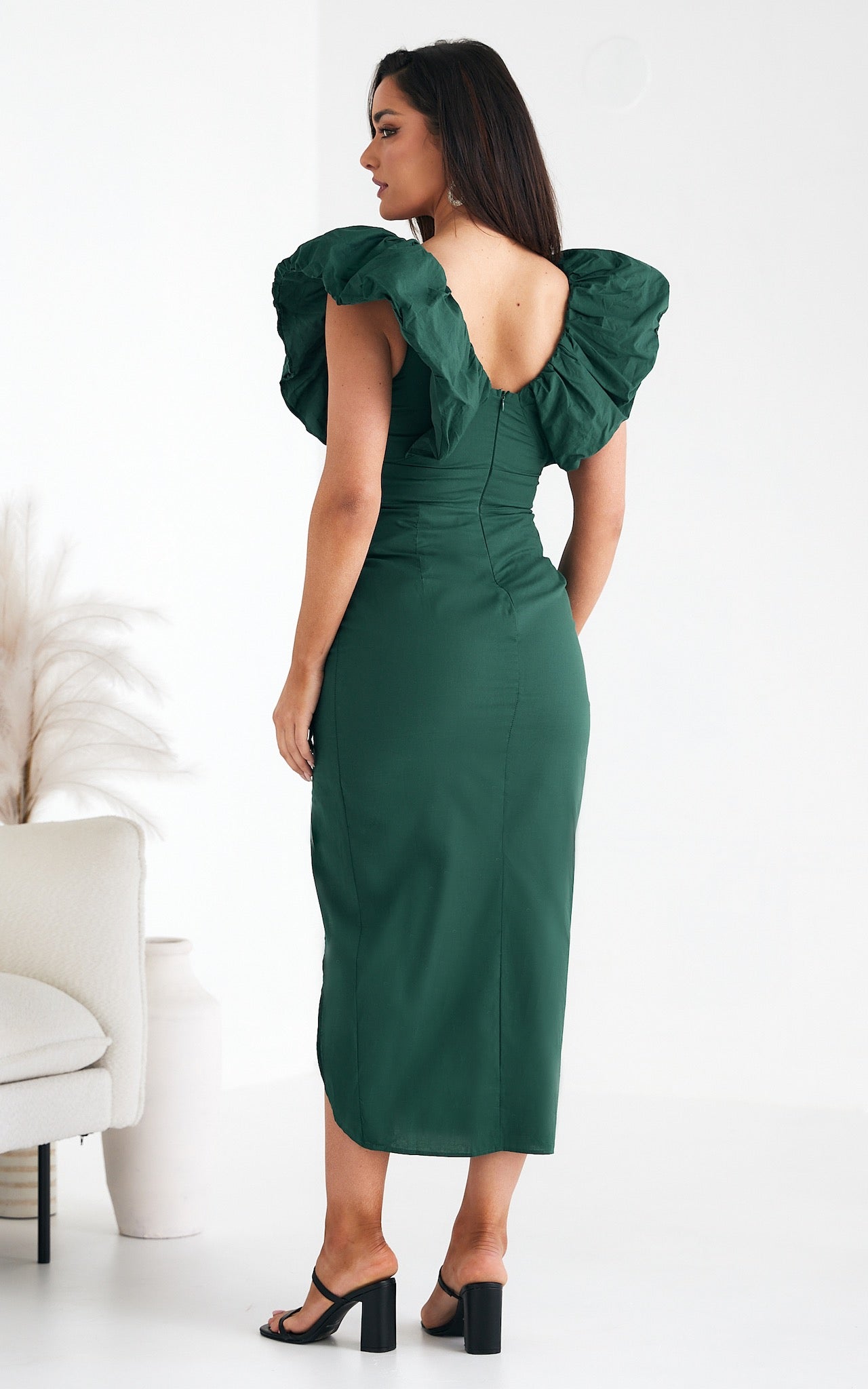 Elsie Midi Dress - Emerald Green