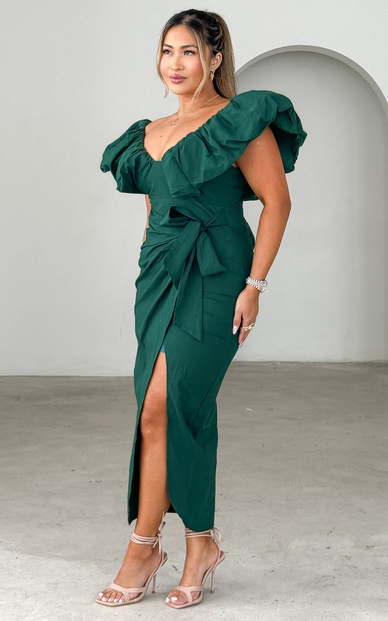 Elsie Midi Dress - Emerald Green