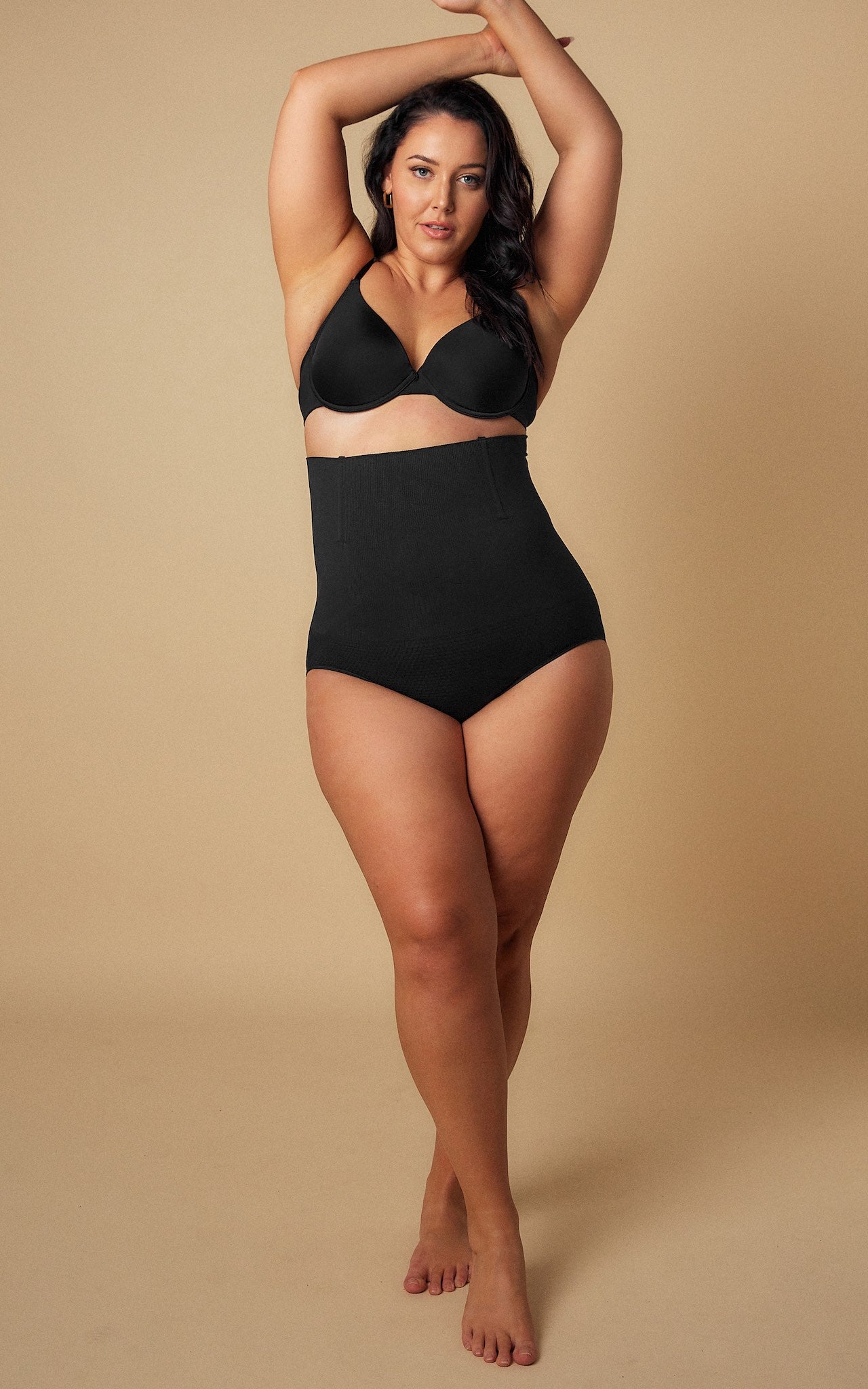 Elvina High Waisted Boning Shapewear Briefs - Black