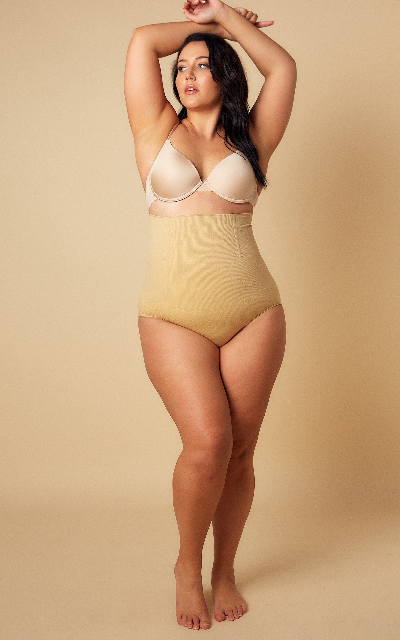 Elvina High Waisted Boning Shapewear Briefs - Nude