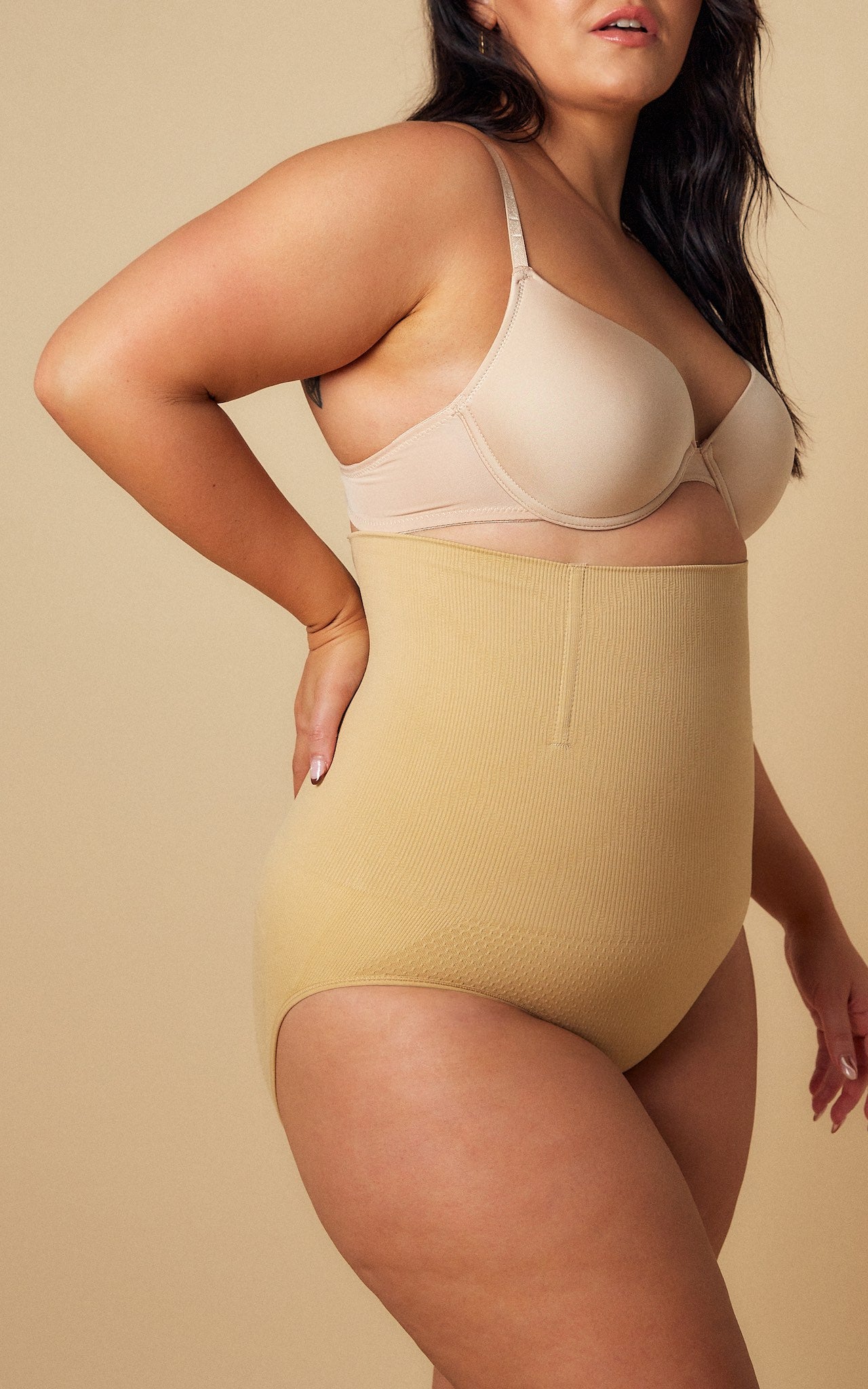 Elvina High Waisted Boning Shapewear Briefs - Warm Nude