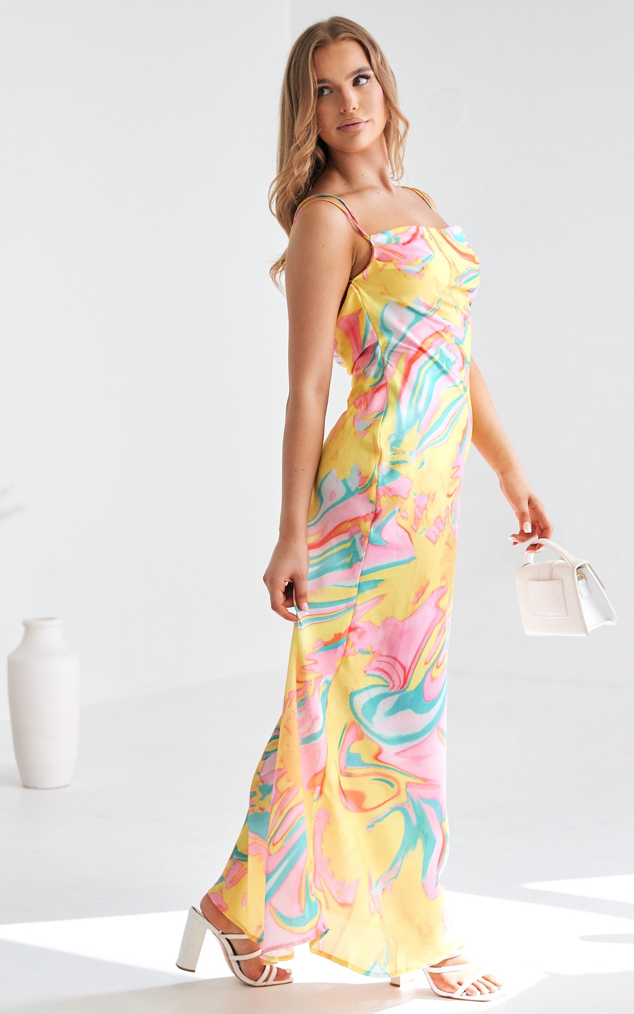 Emily Maxi Dress - Yellow Multi Marble