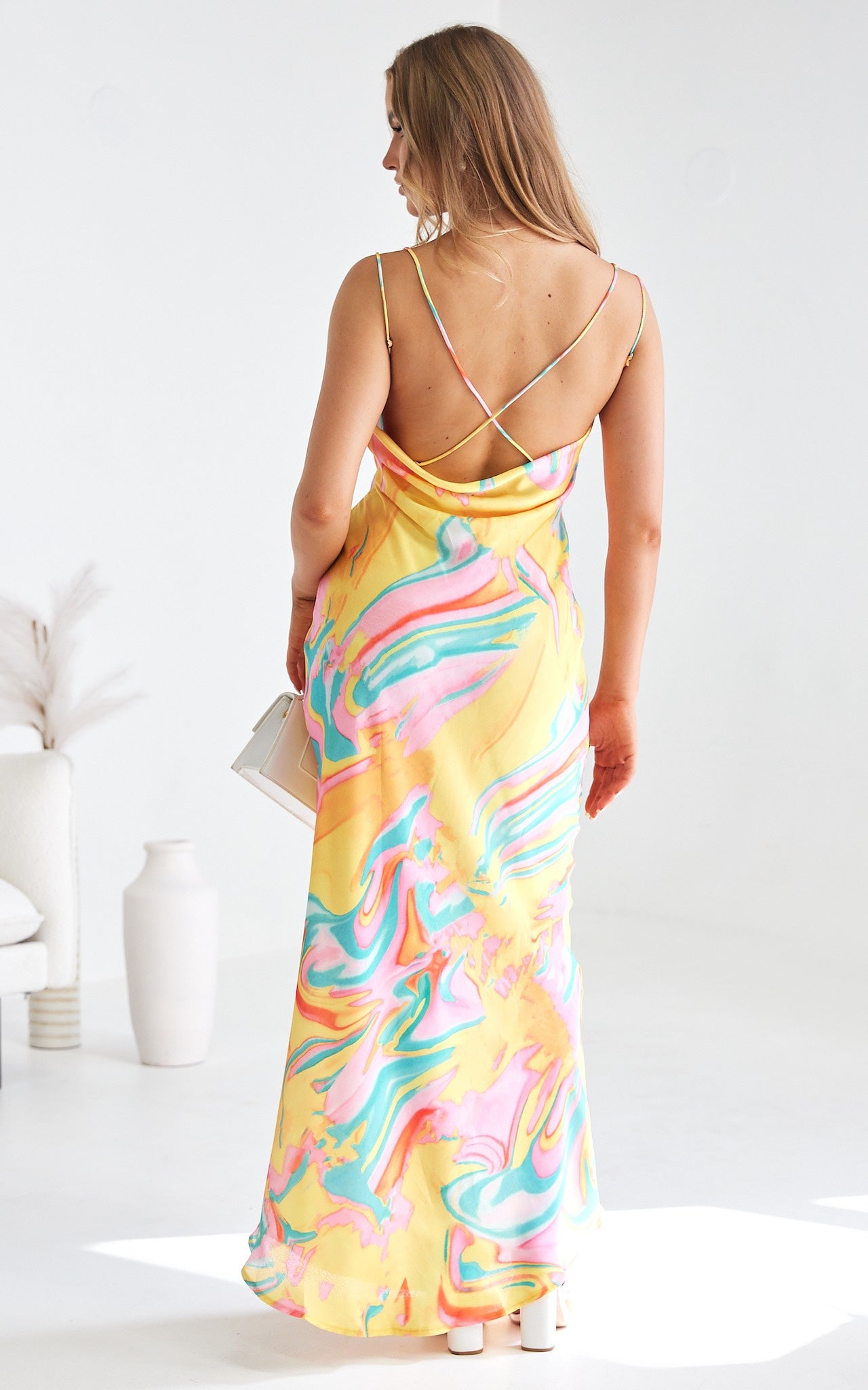 Emily Maxi Dress - Yellow Multi Marble