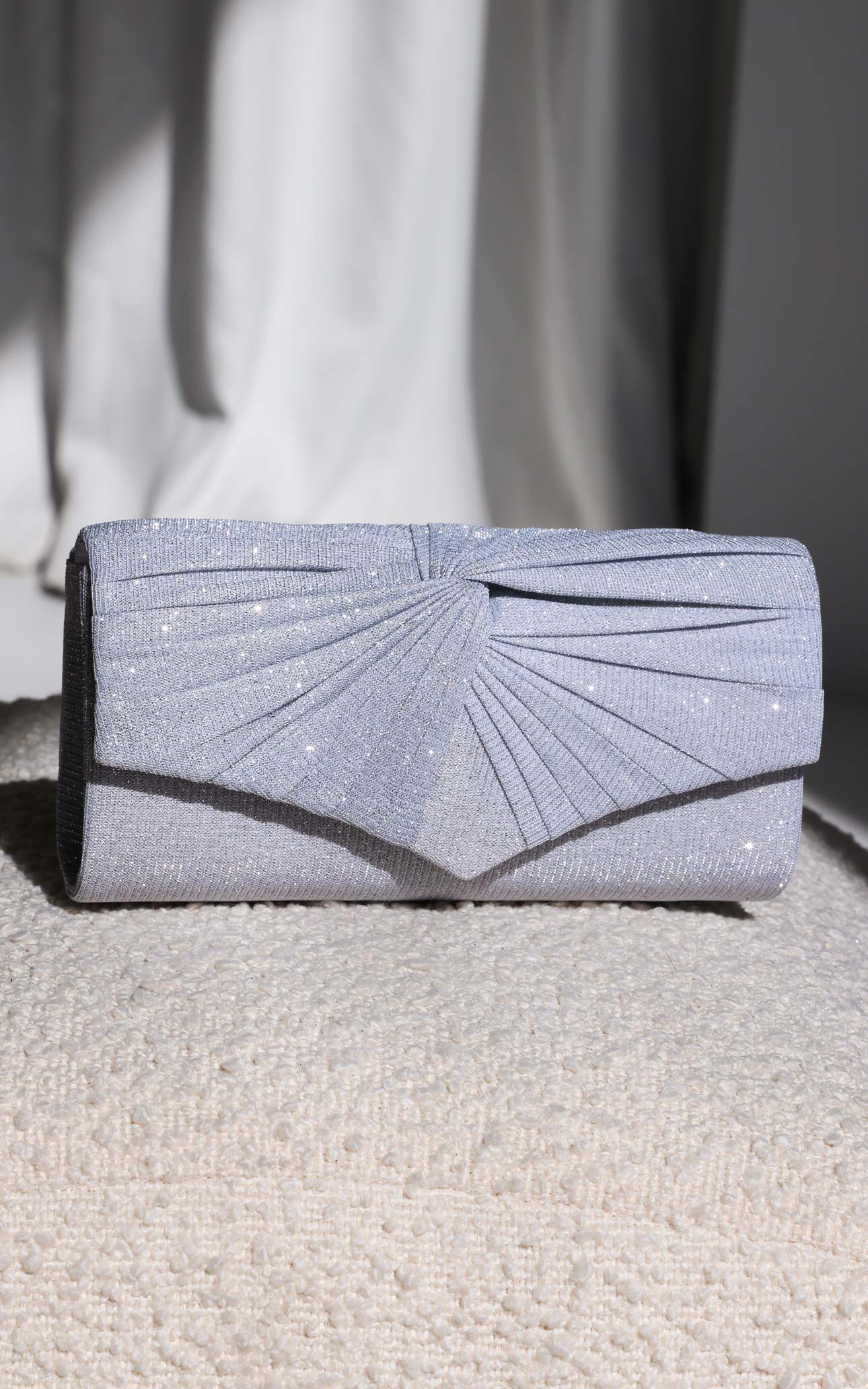 Emmy Shimmer Clutch Bag - Silver