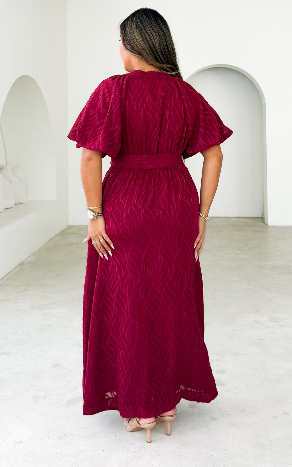 Emory Maxi Dress - Wine Texture