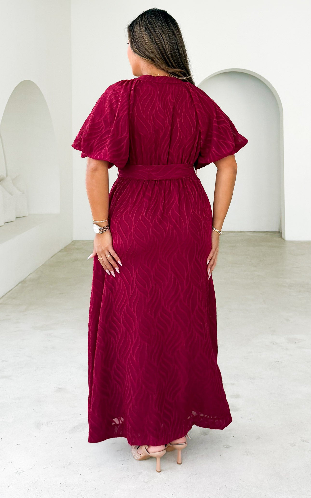 Emory Maxi Dress - Wine Texture