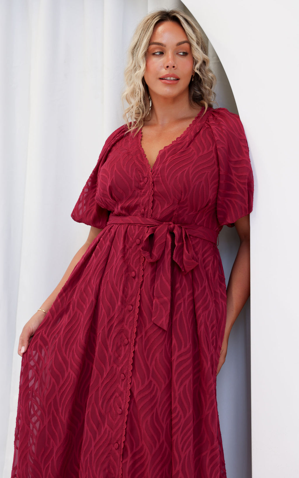 Emory Maxi Dress - Wine Texture