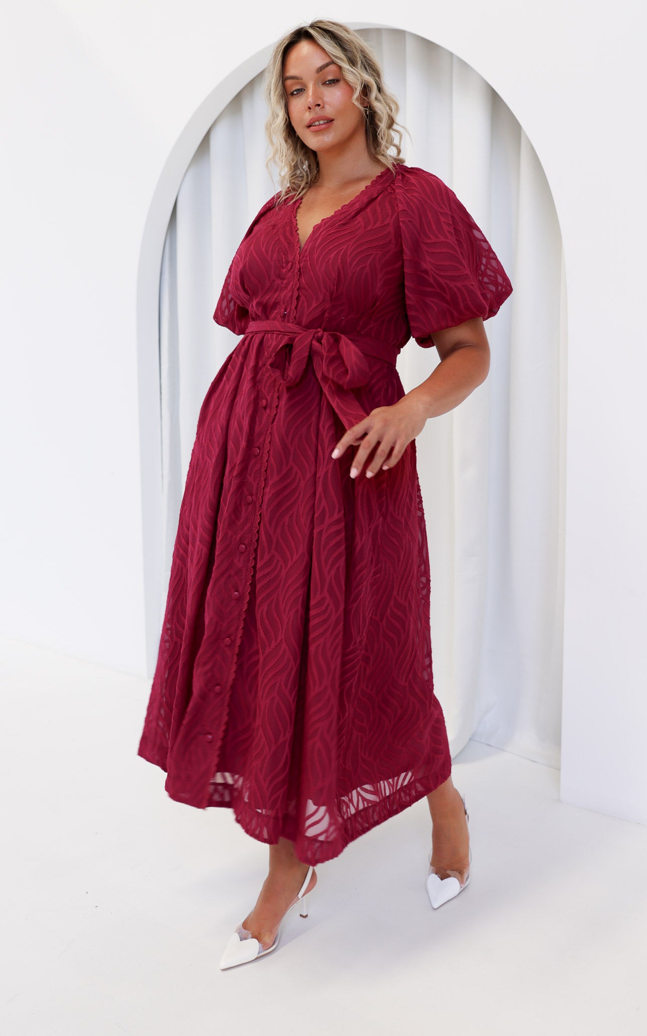 Emory Maxi Dress - Wine Texture