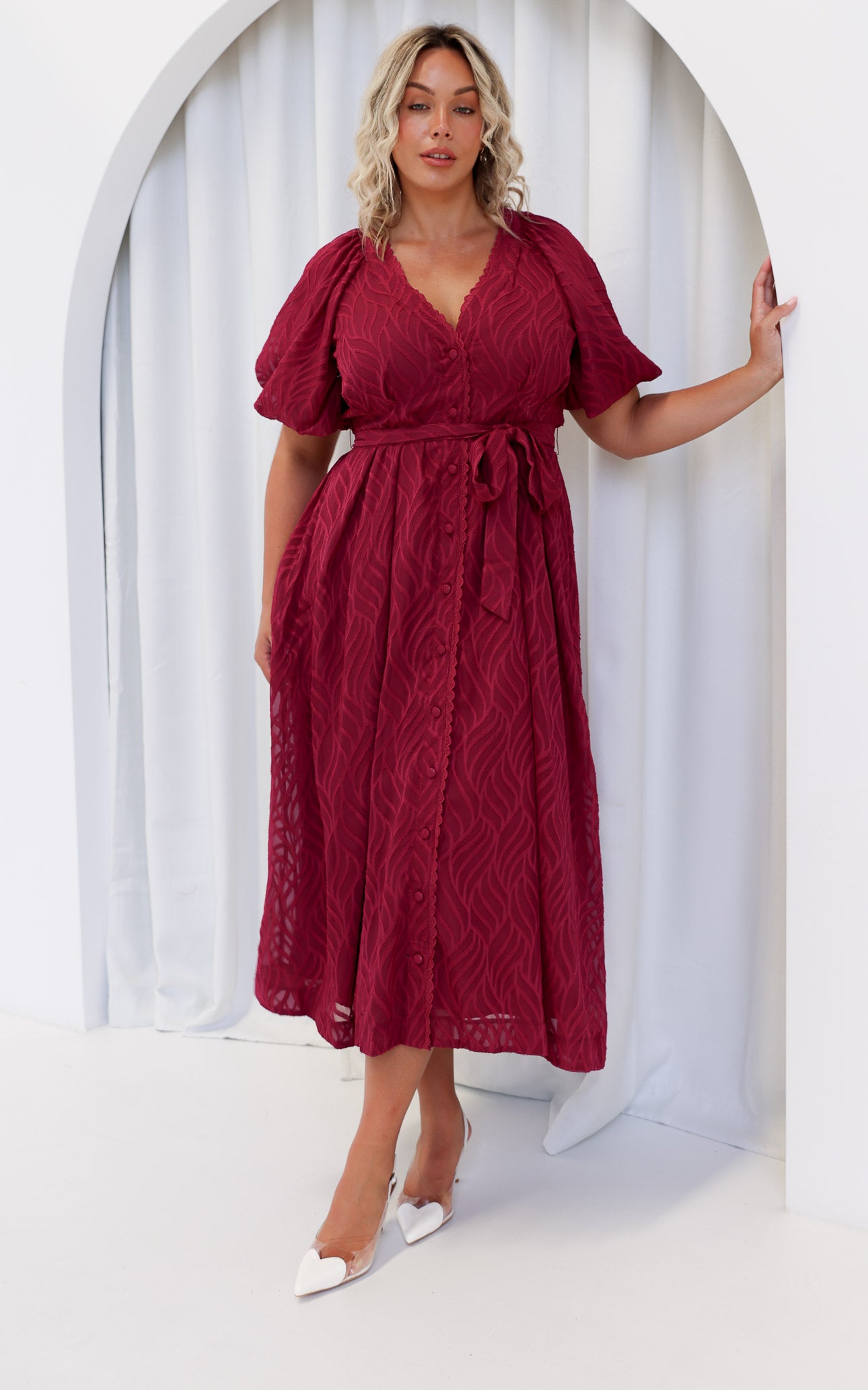 Emory Maxi Dress - Wine Texture