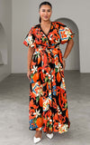 Emory Maxi Dress - Black Orange Print