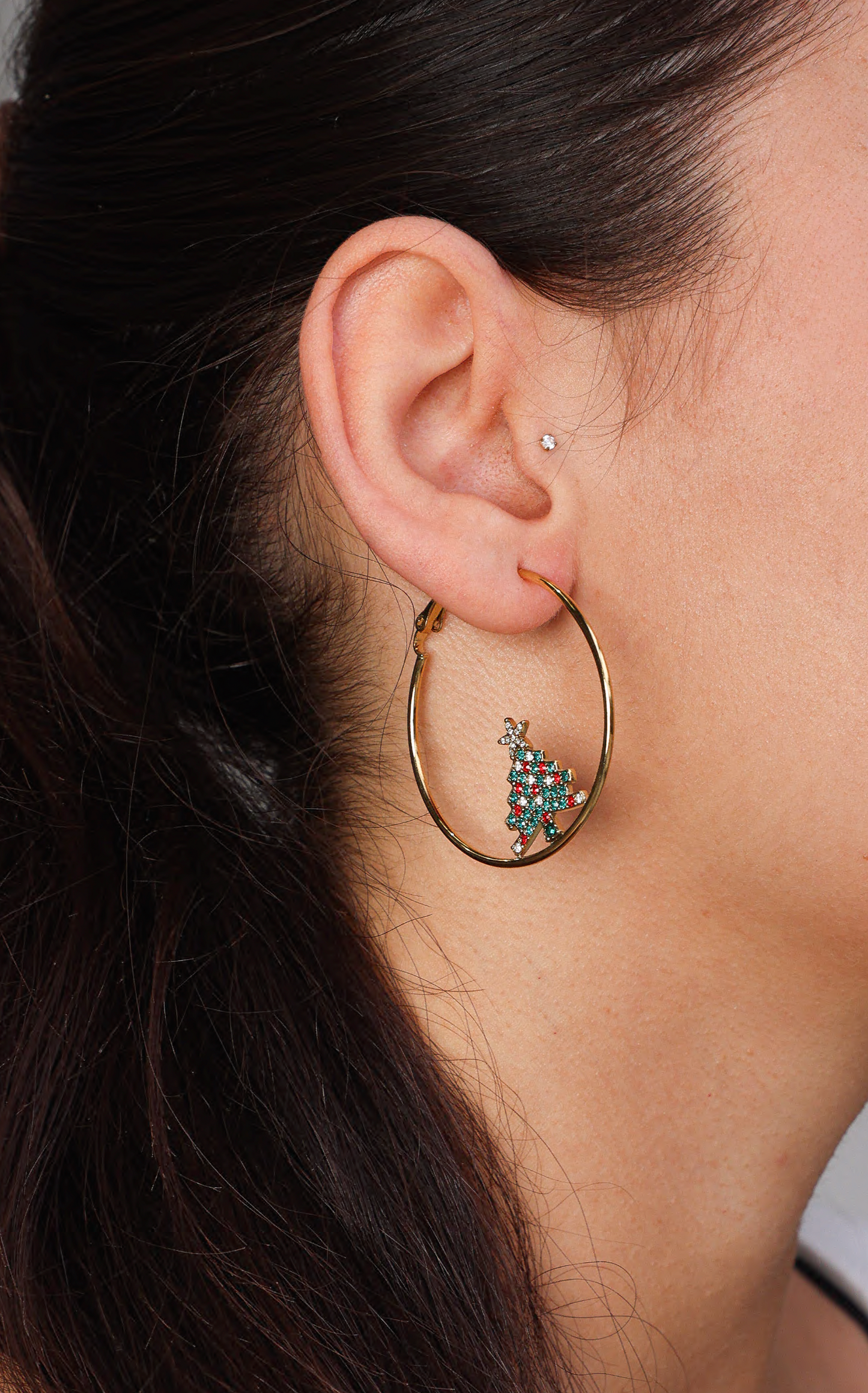 Enchanted Hoop Earrings - Big Gold Tree